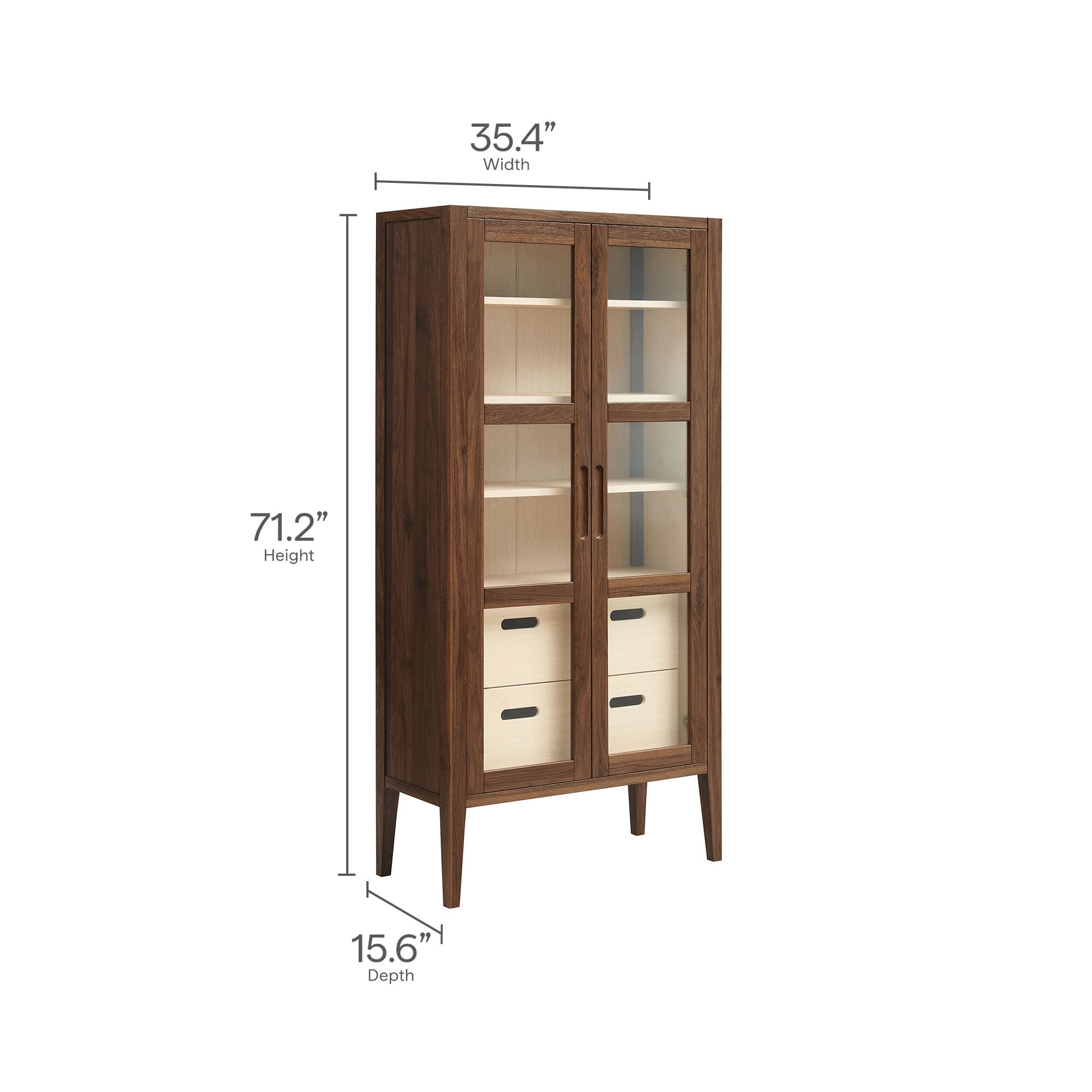 Nell 71" Glass Door Tall Display Storage Cabinet