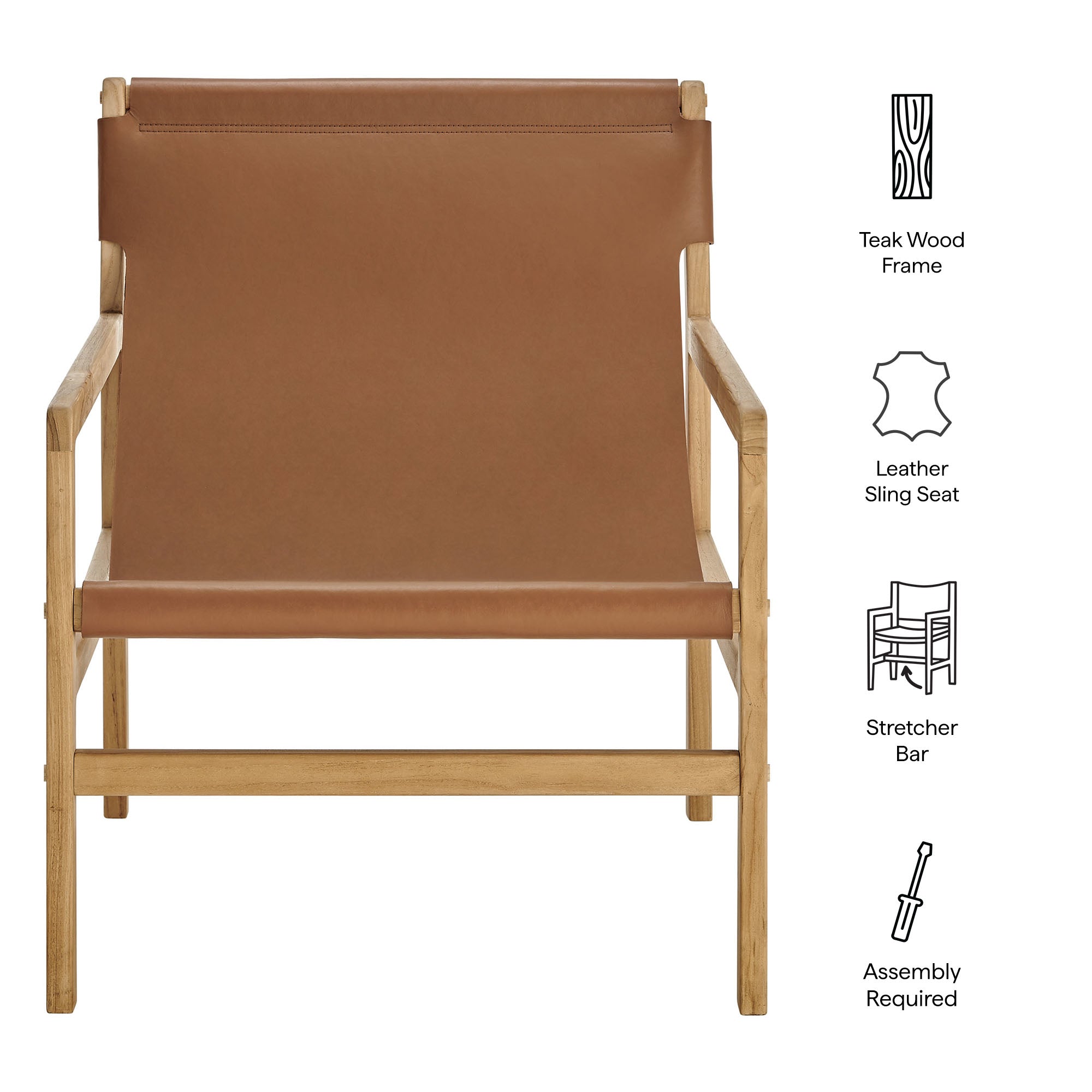 Sonora Leather Sling Chair - Nutmeg Brown