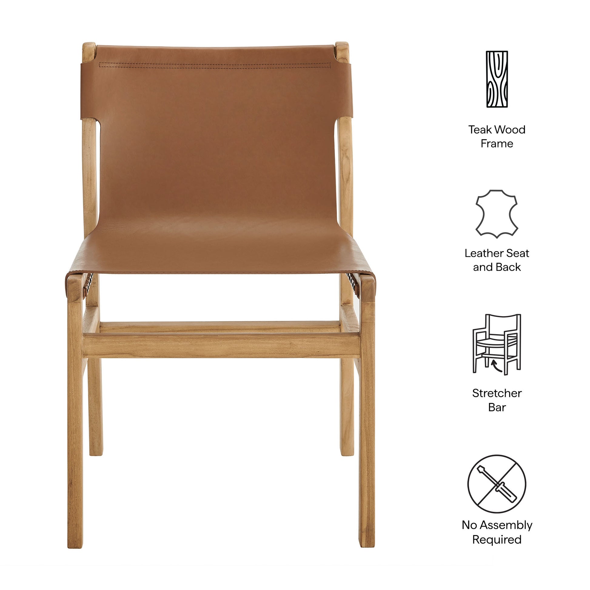 Sonora Leather Dining Side Chair - Nutmeg Brown