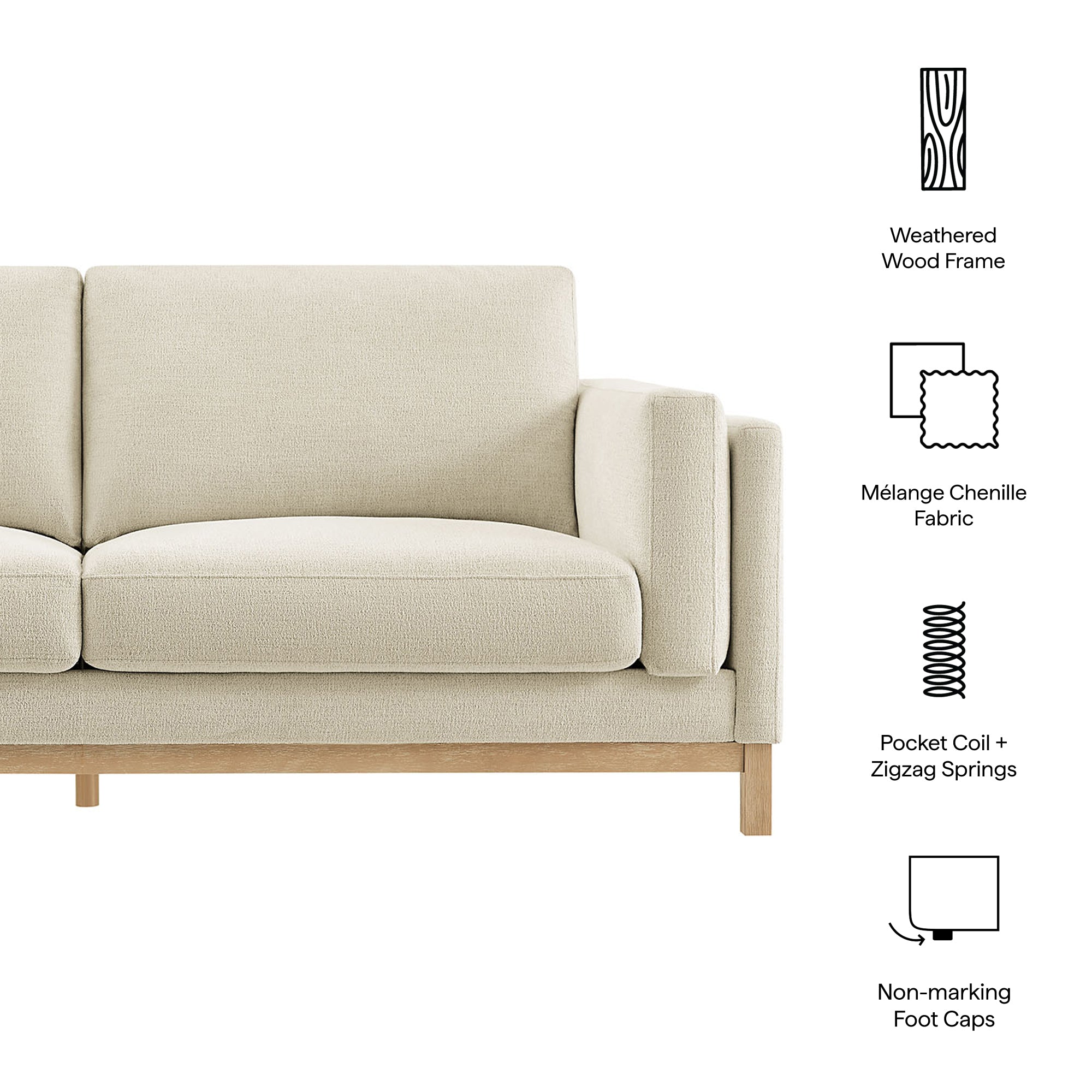 Roscoe 81 inch Fabric Sofa - Mist