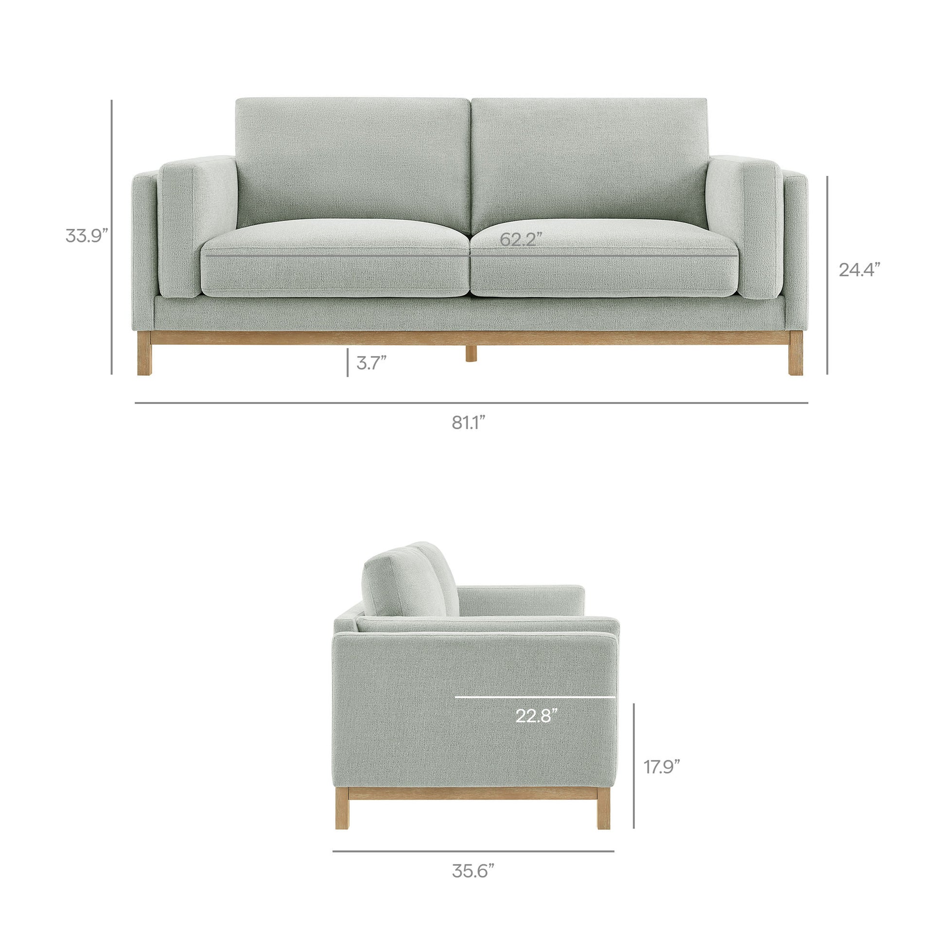 Roscoe 81 inch Fabric Sofa