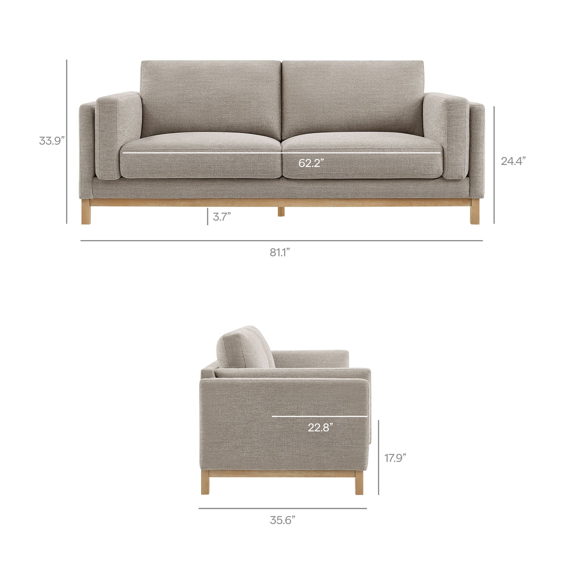 Roscoe 81 inch Fabric Sofa