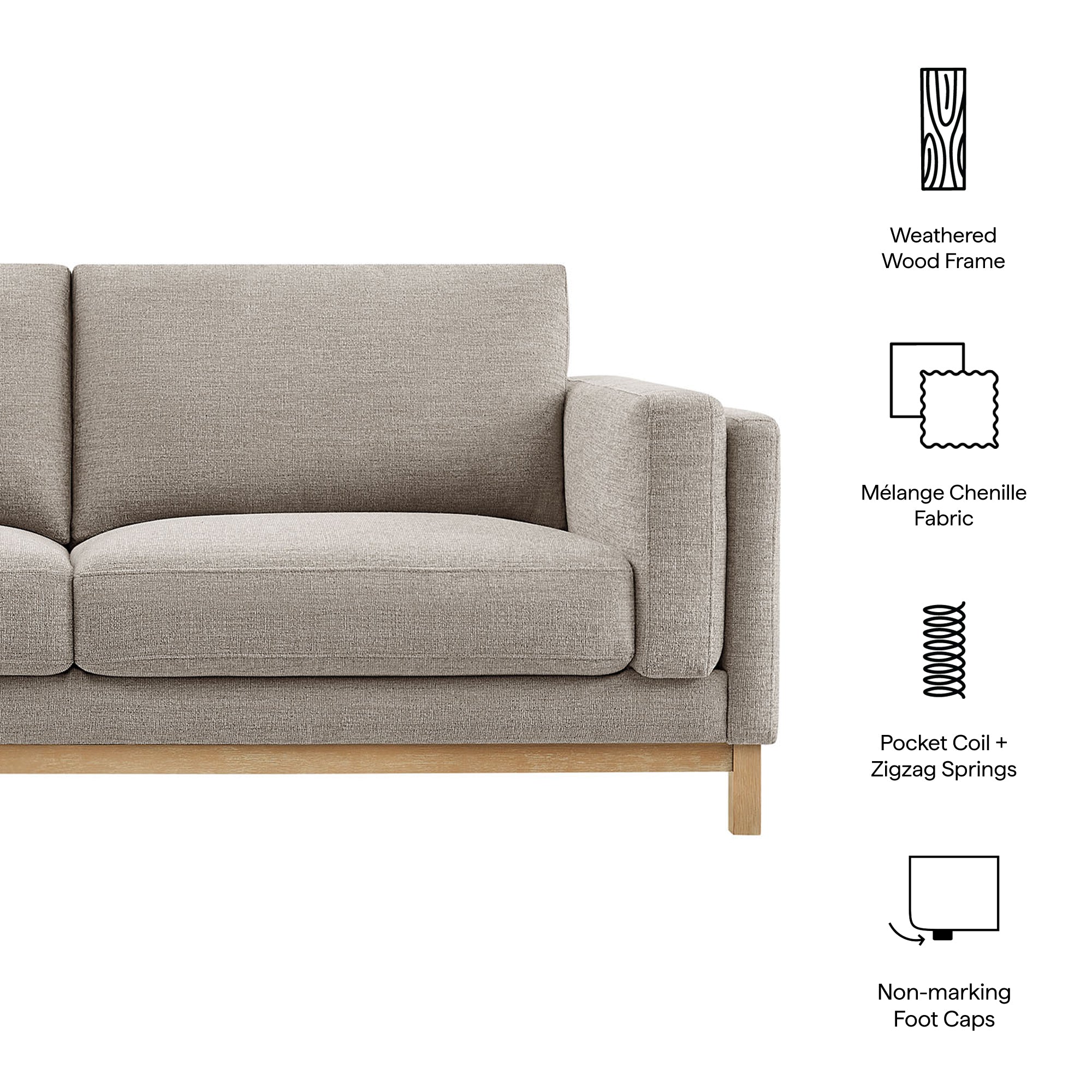 Roscoe 81 inch Fabric Sofa