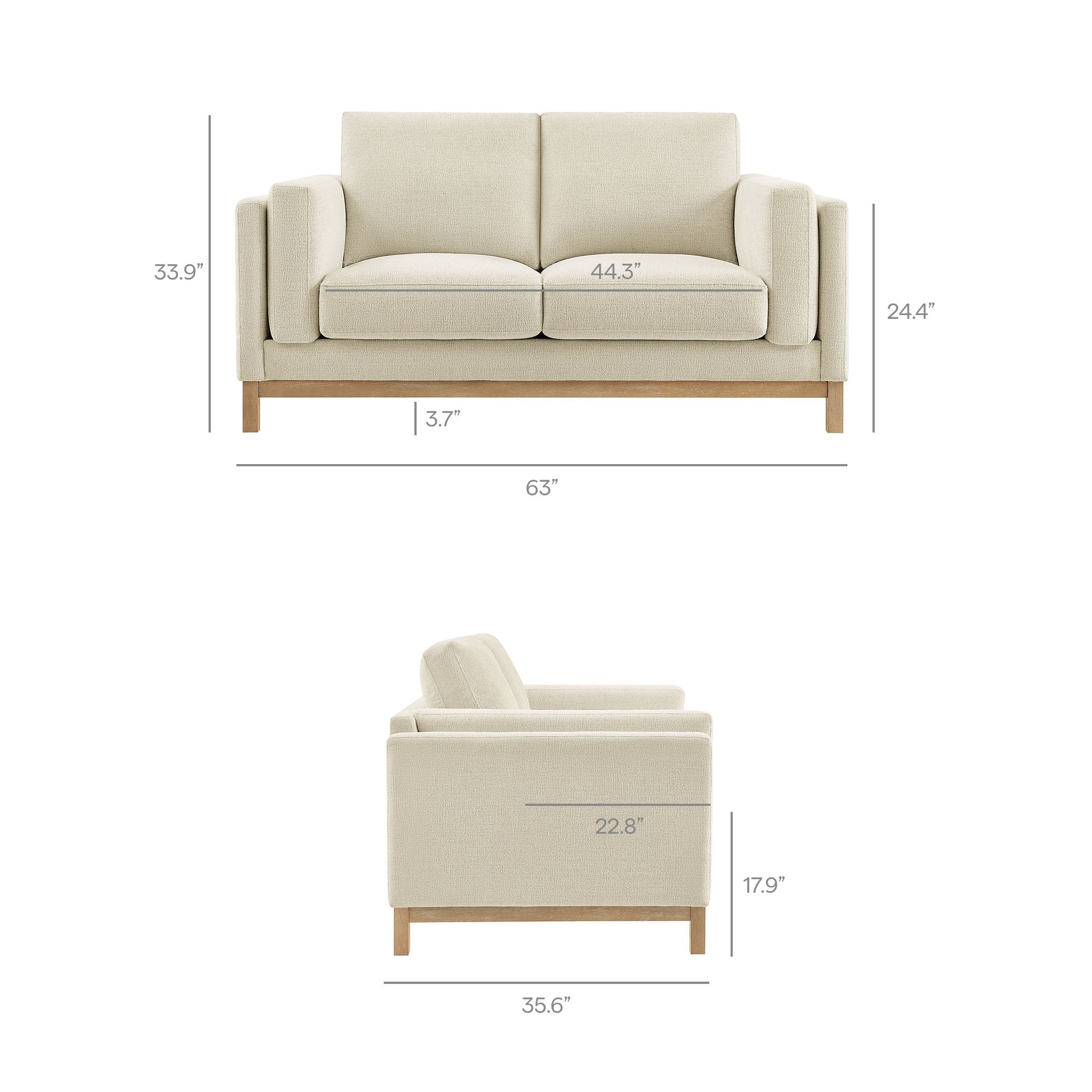 Roscoe 63 inch Fabric Loveseat - Pewter