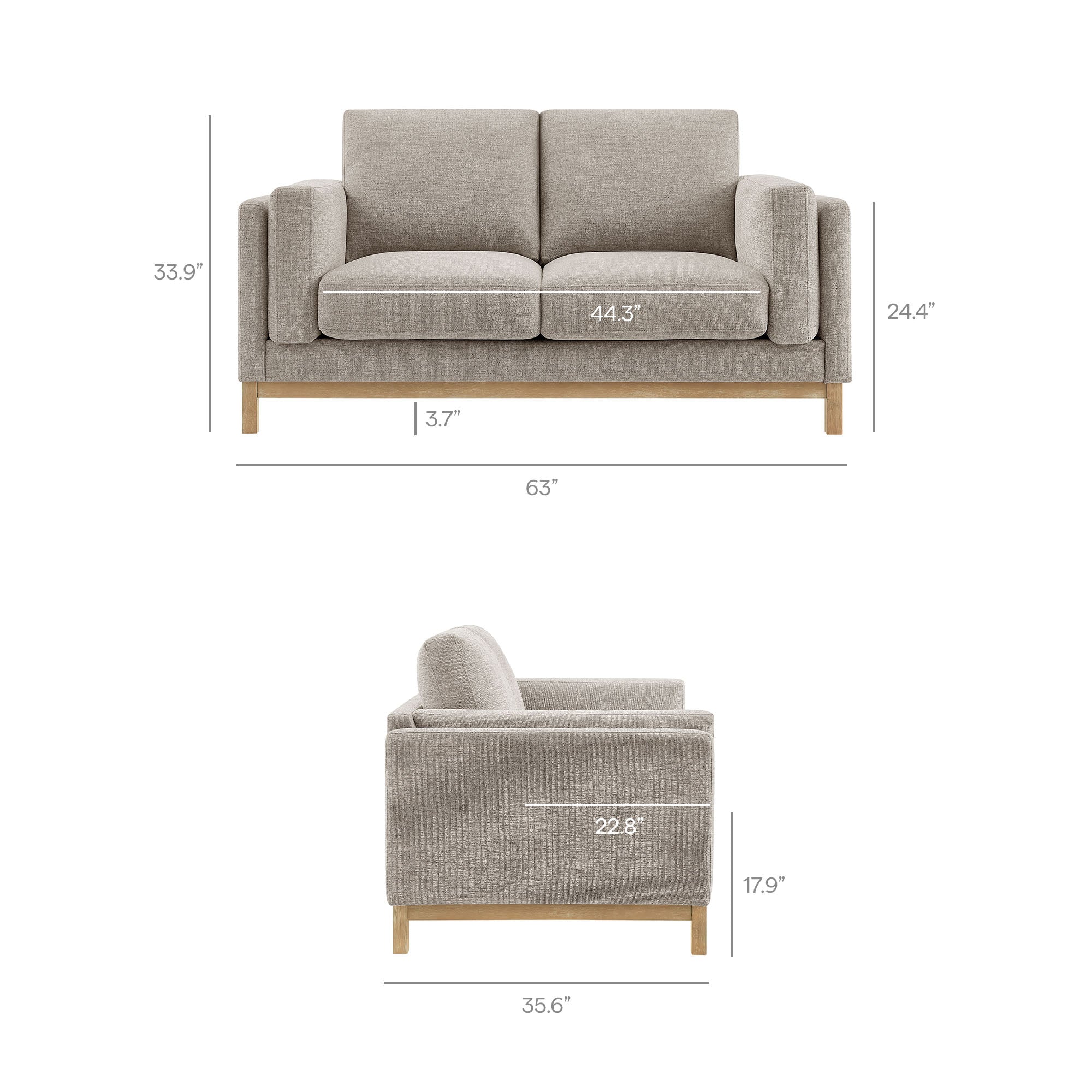 Roscoe 63 inch Fabric Loveseat