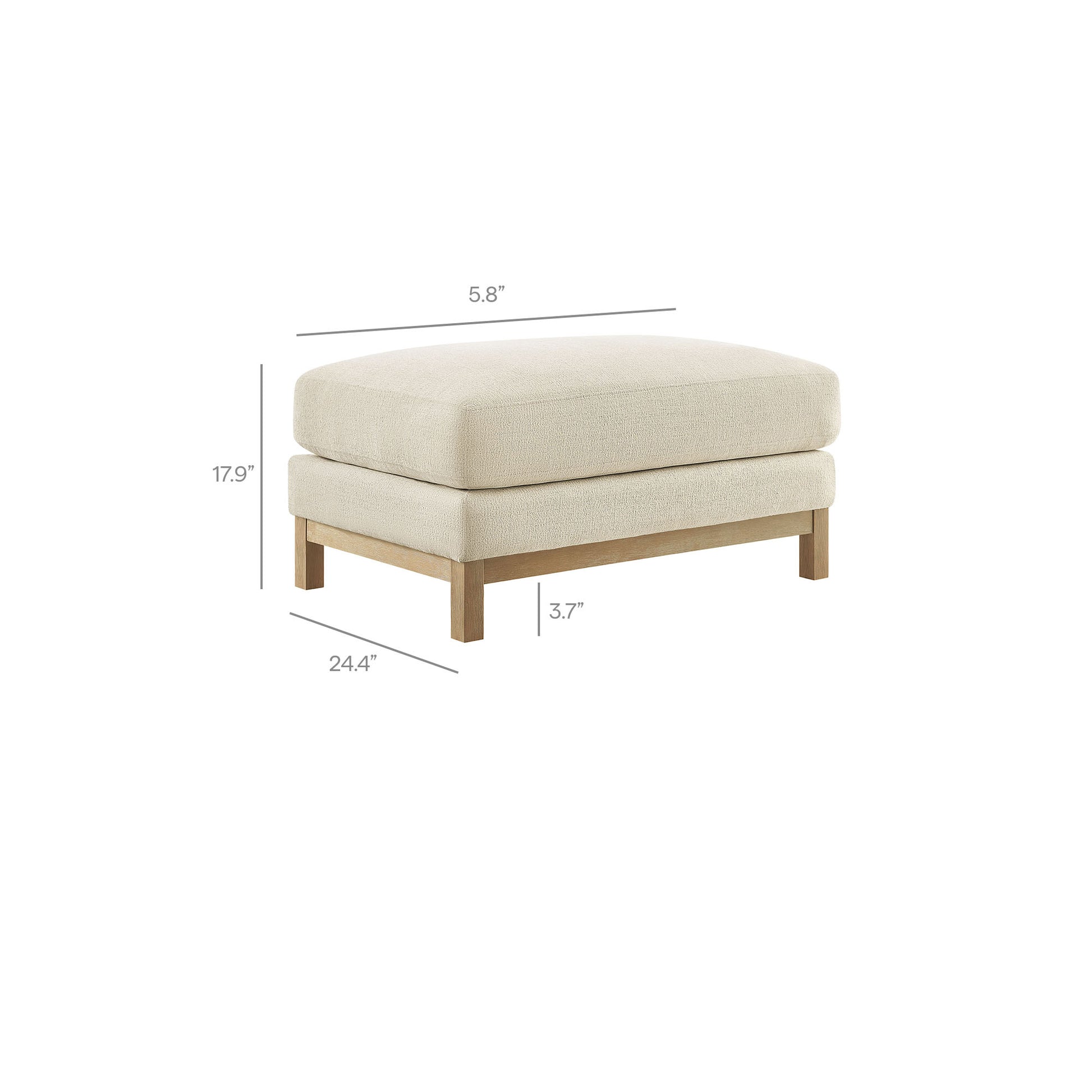 Roscoe Fabric Ottoman - Pewter
