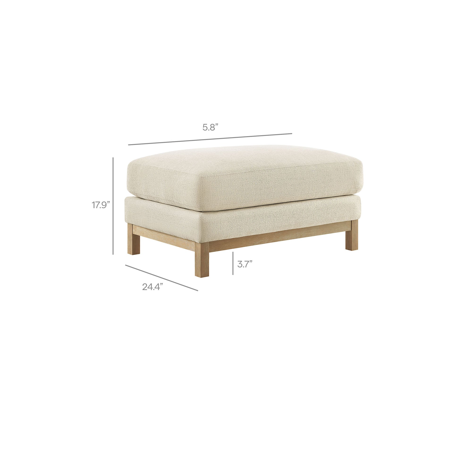 Roscoe Fabric Ottoman - Pewter