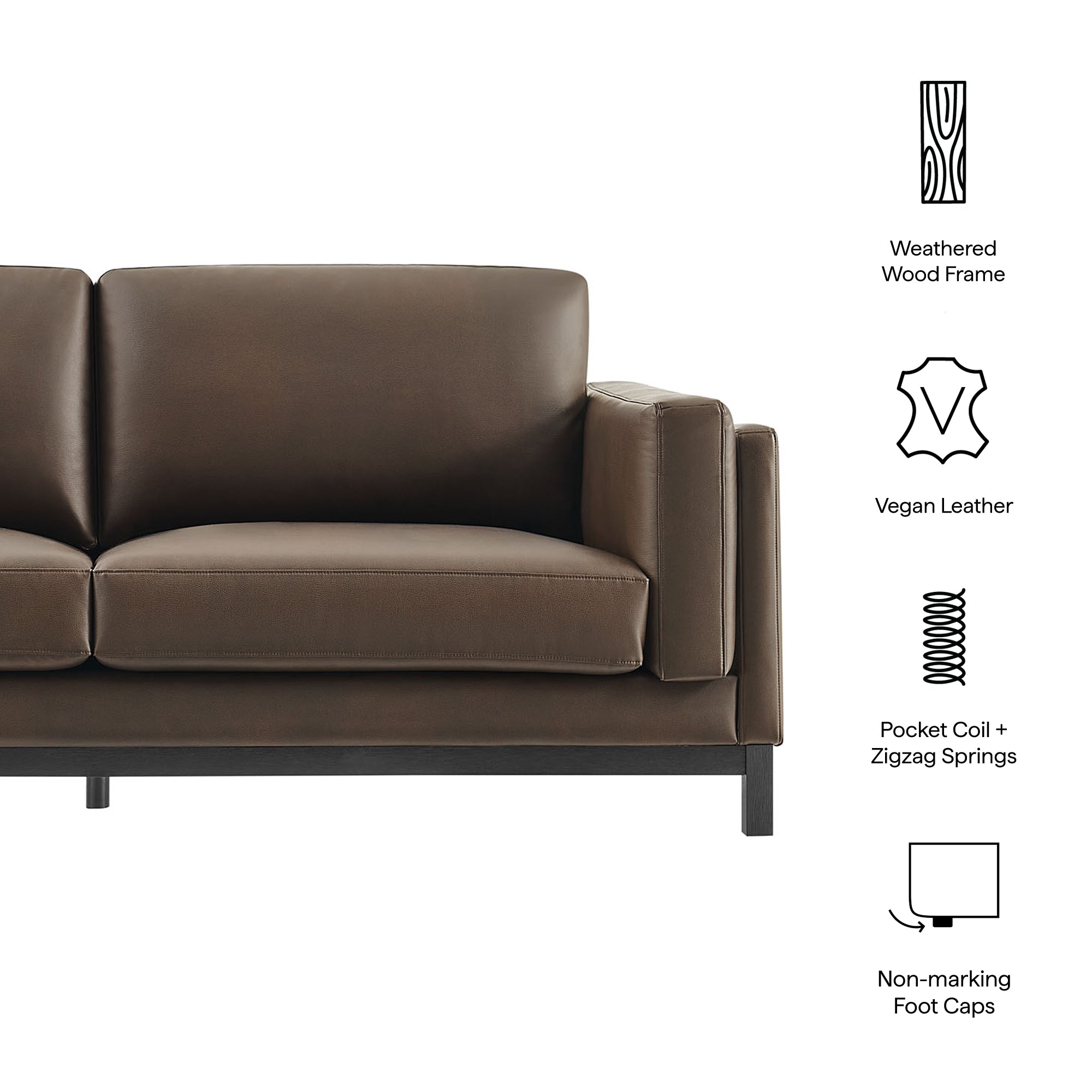 Roscoe 81 inch Vegan Leather Sofa - Toast