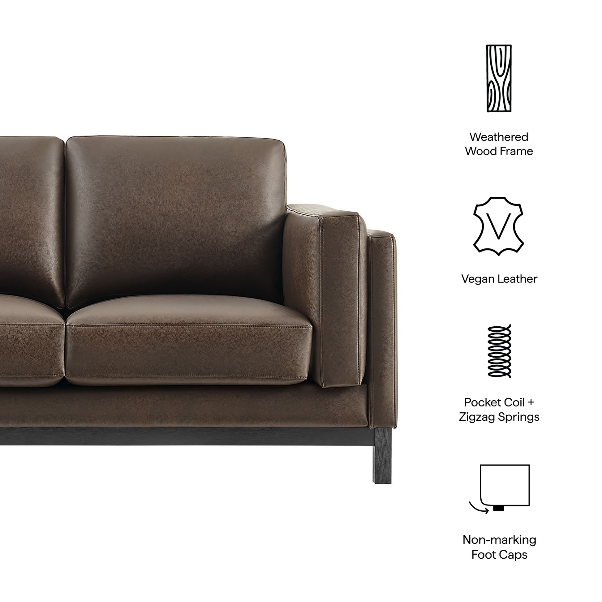 Roscoe 63 inch Vegan Leather Loveseat - Toast