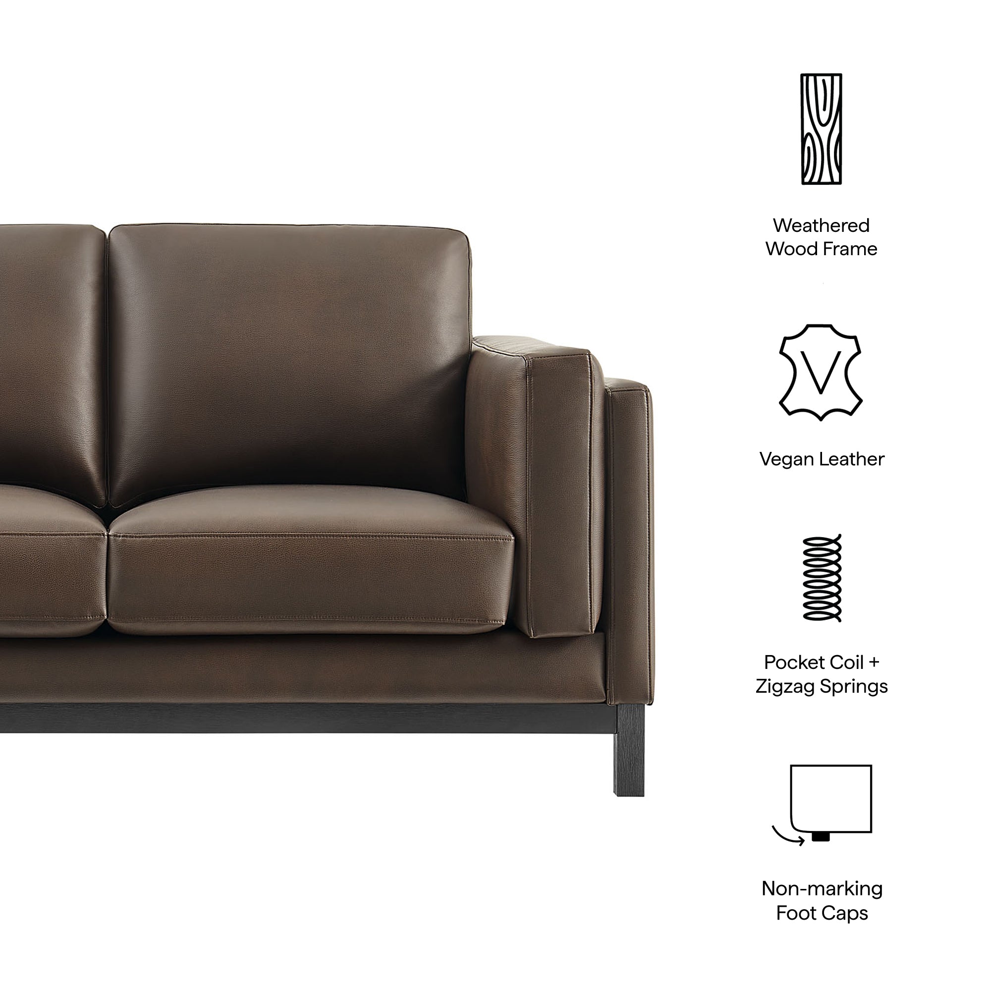 Roscoe 63 inch Vegan Leather Loveseat - Toast
