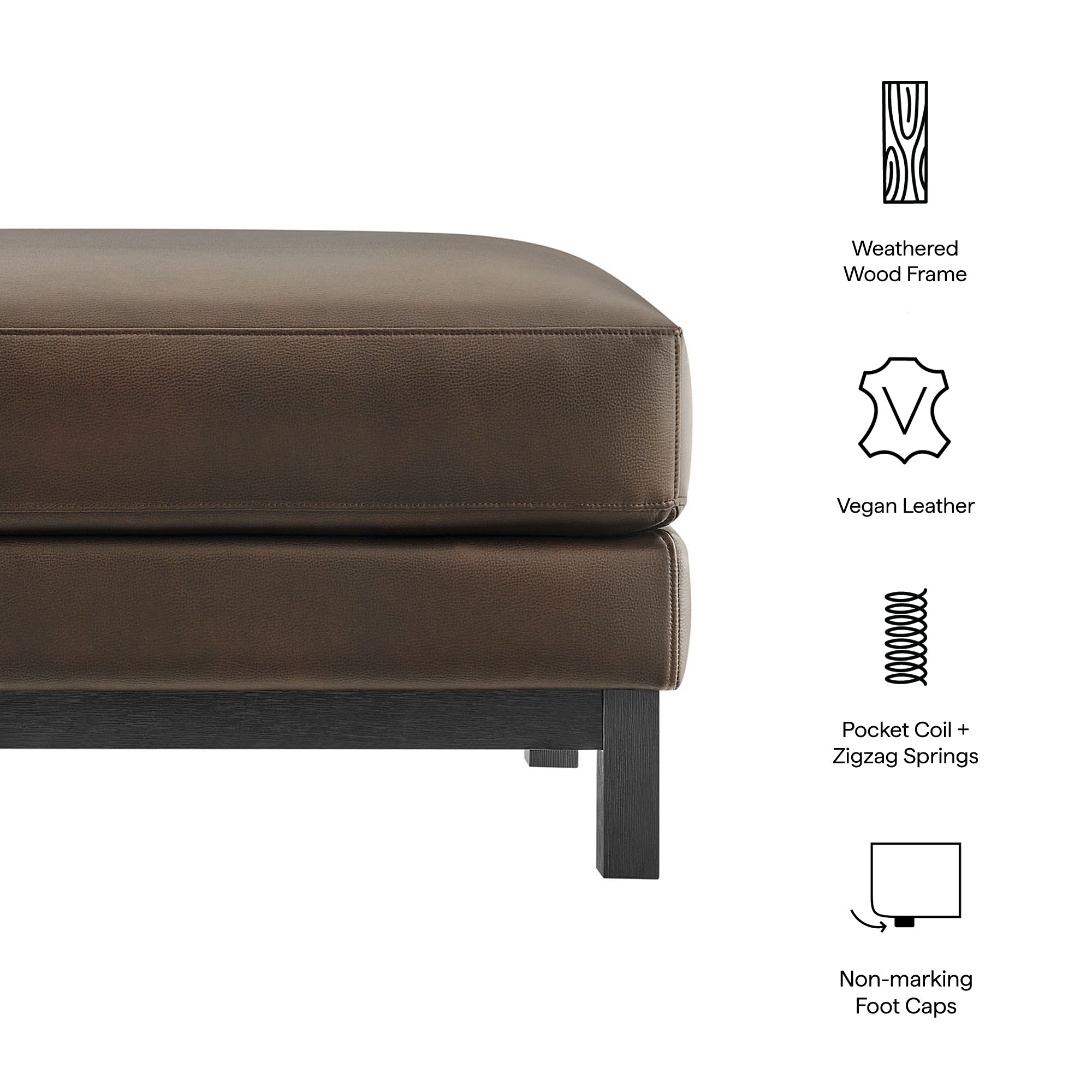Roscoe Vegan Leather Ottoman - Toast