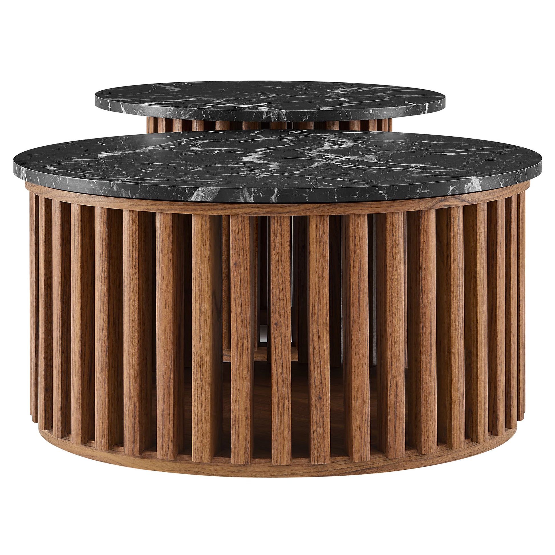 Fortitude Round Faux Marble Top Nesting Coffee Table Set