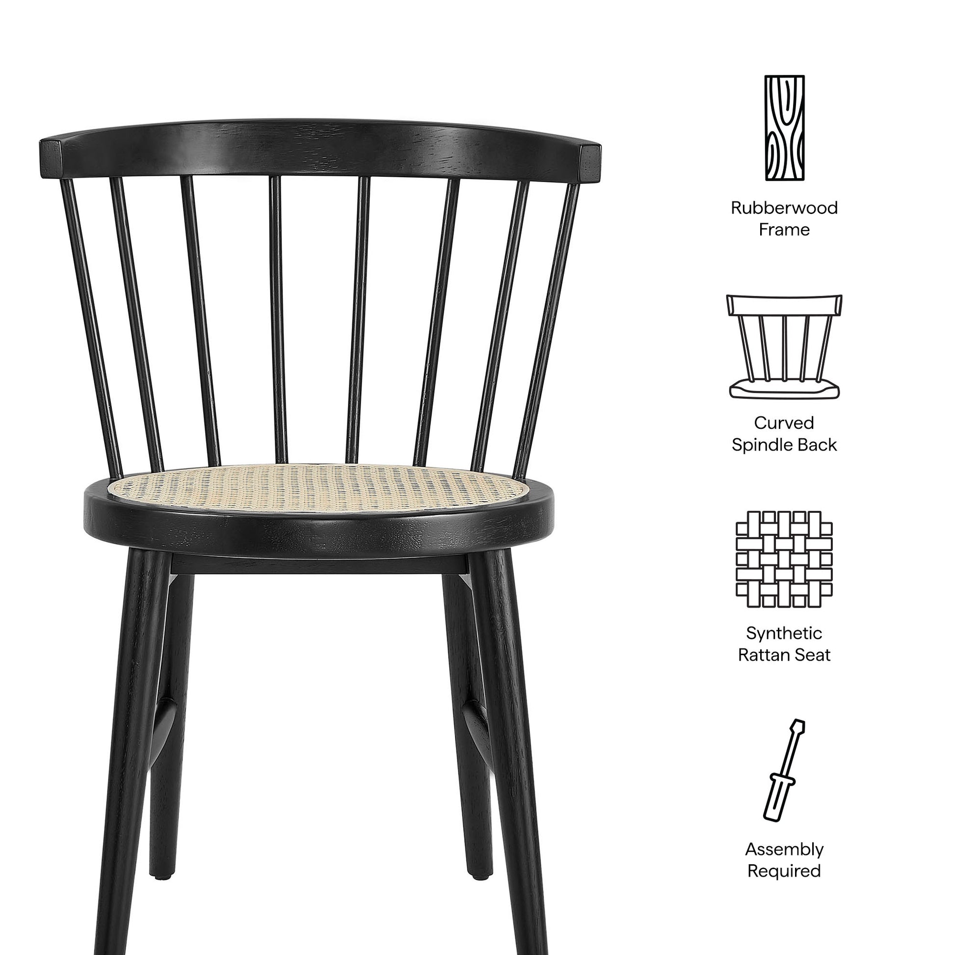 Lykke Curved Spindle Back Dining Chairs Set of 2 - Natural