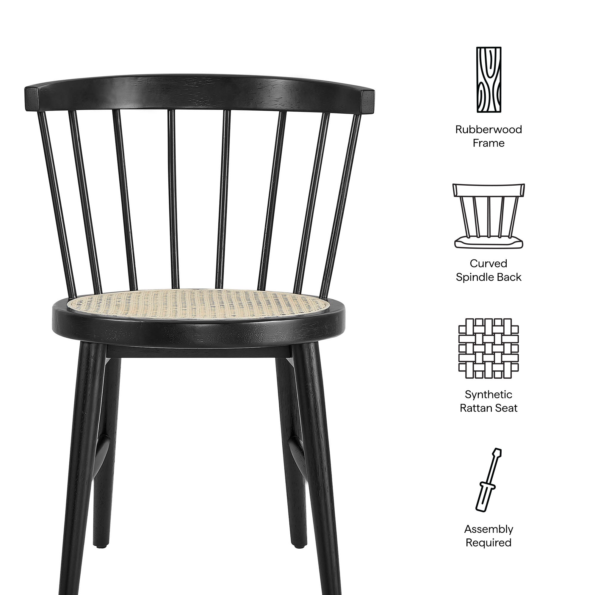 Lykke Curved Spindle Back Dining Chairs Set of 2 - Natural