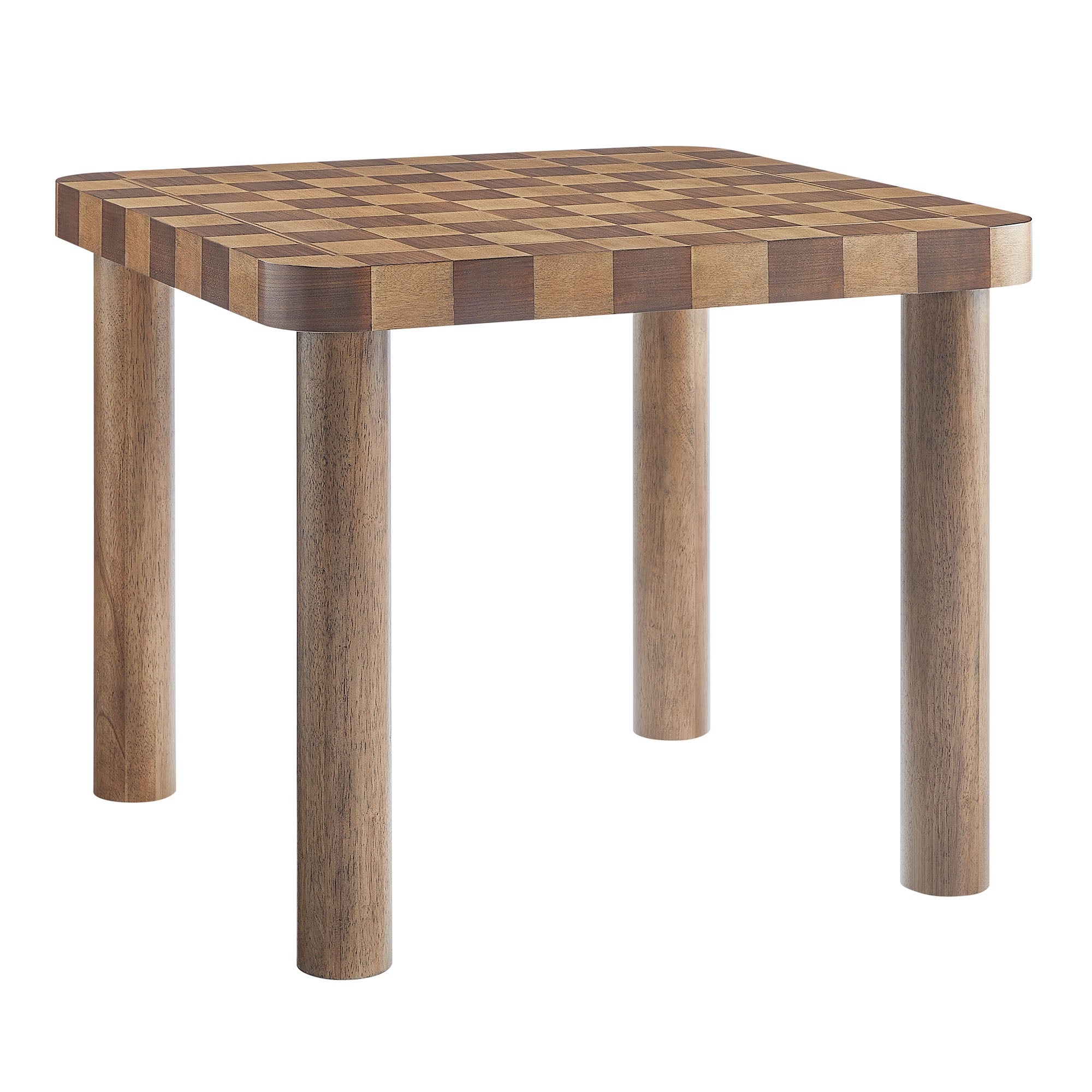 Oscar 36 Inch Square Checkered Dining Table - Walnut and Dark Walnut