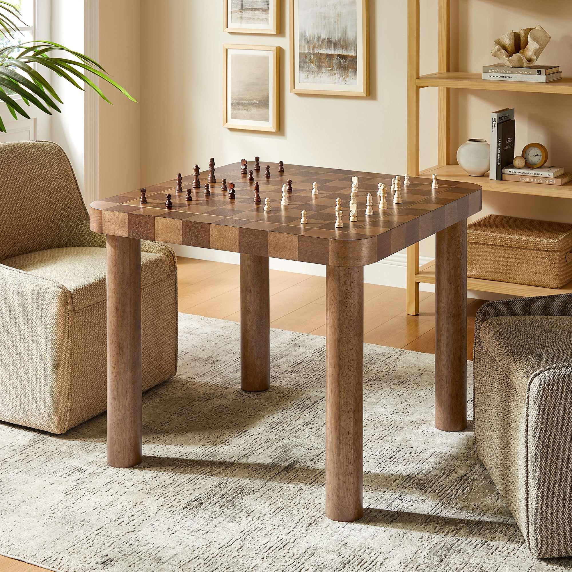 Oscar 36 Inch Square Checkered Dining Table