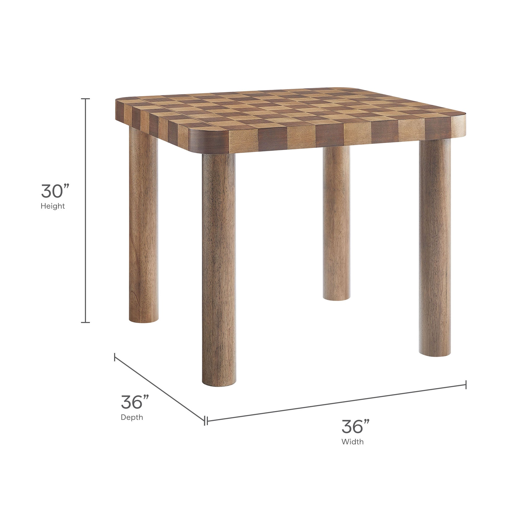 Oscar 36 Inch Square Checkered Dining Table - Oak and Walnut