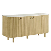 Caldera 60" Curved Solid Wood and Marble Sideboard Storage Cabinet - Natural