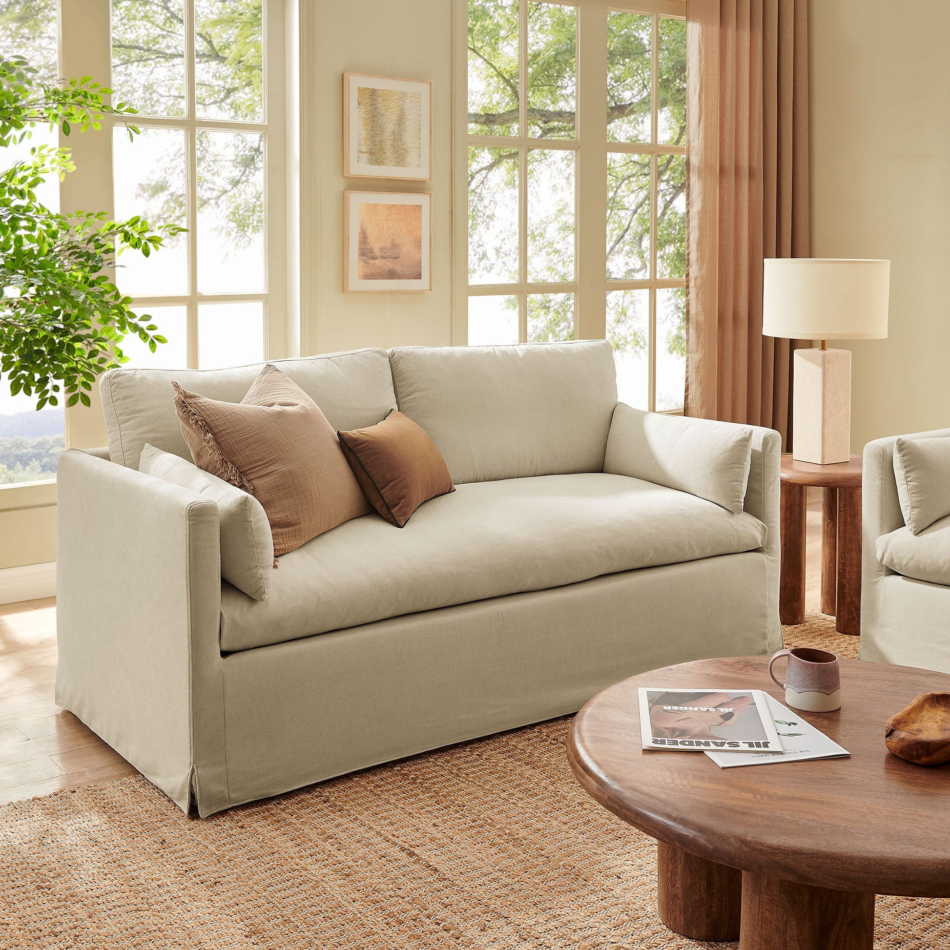 Wellfleet Slipcovered Linen-Blend Loveseat - Linen