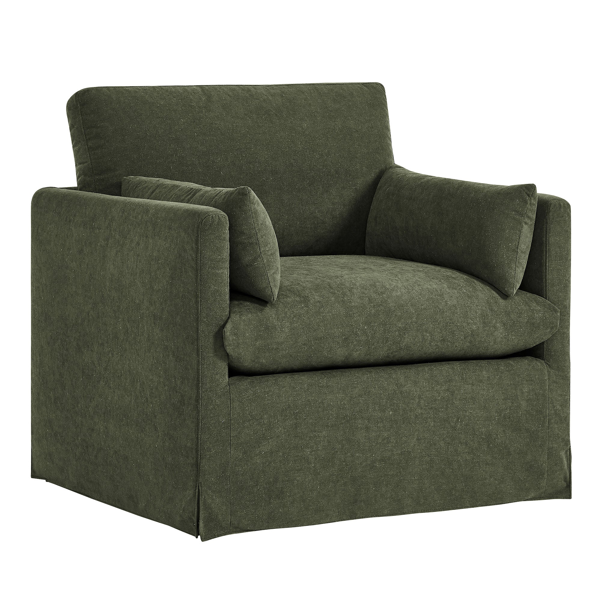 Wellfleet Slipcovered Linen-Blend Armchair - Sage