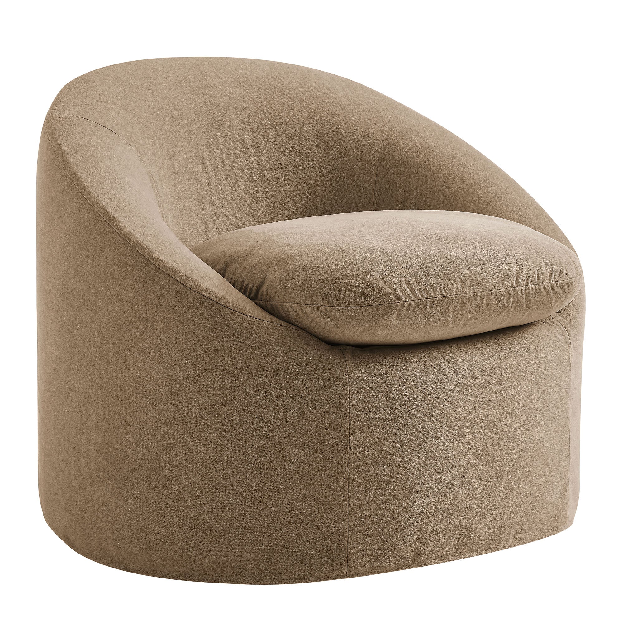 Sadie Slipcovered Linen-Blend Round Accent Chair - Almond