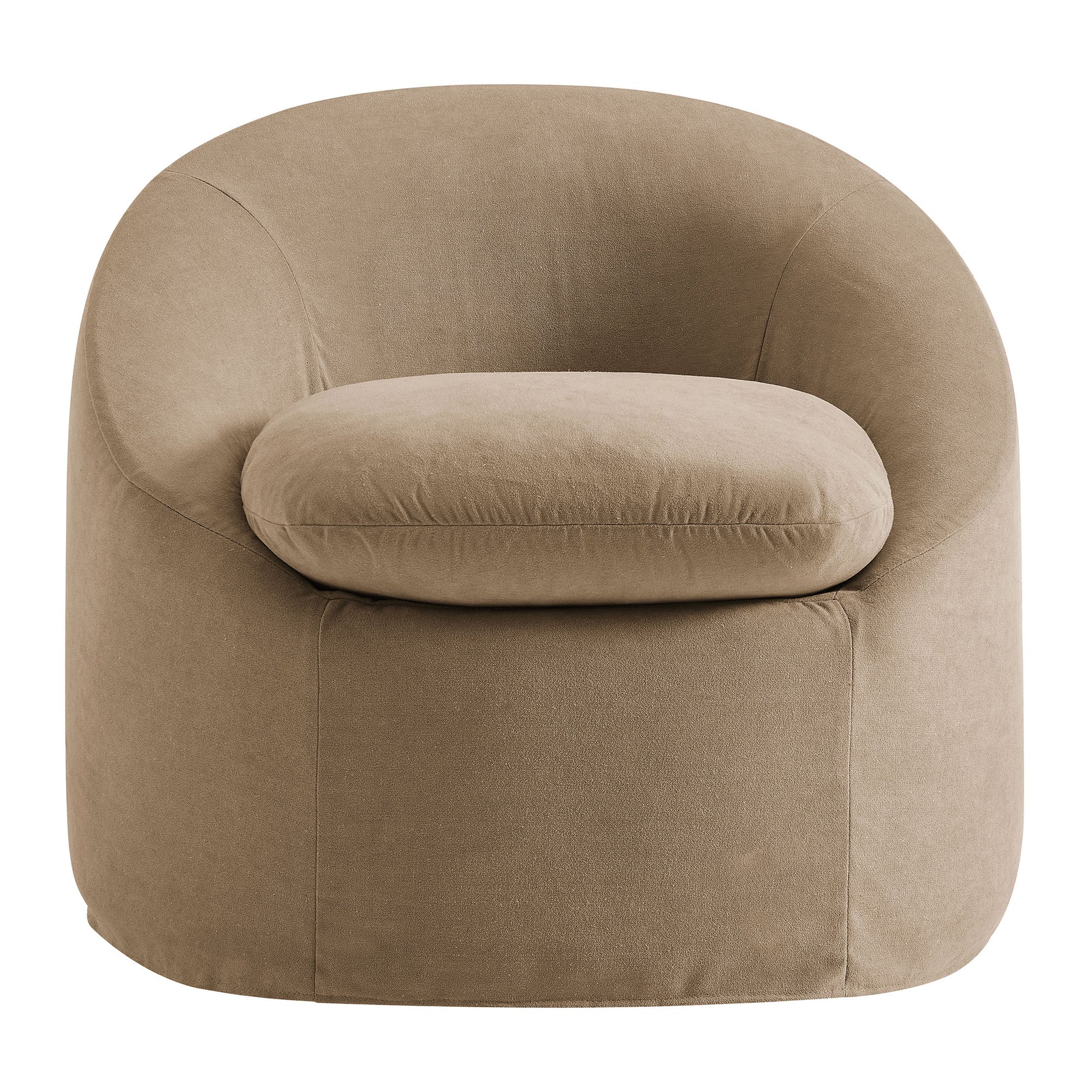 Sadie Slipcovered Linen-Blend Round Accent Chair