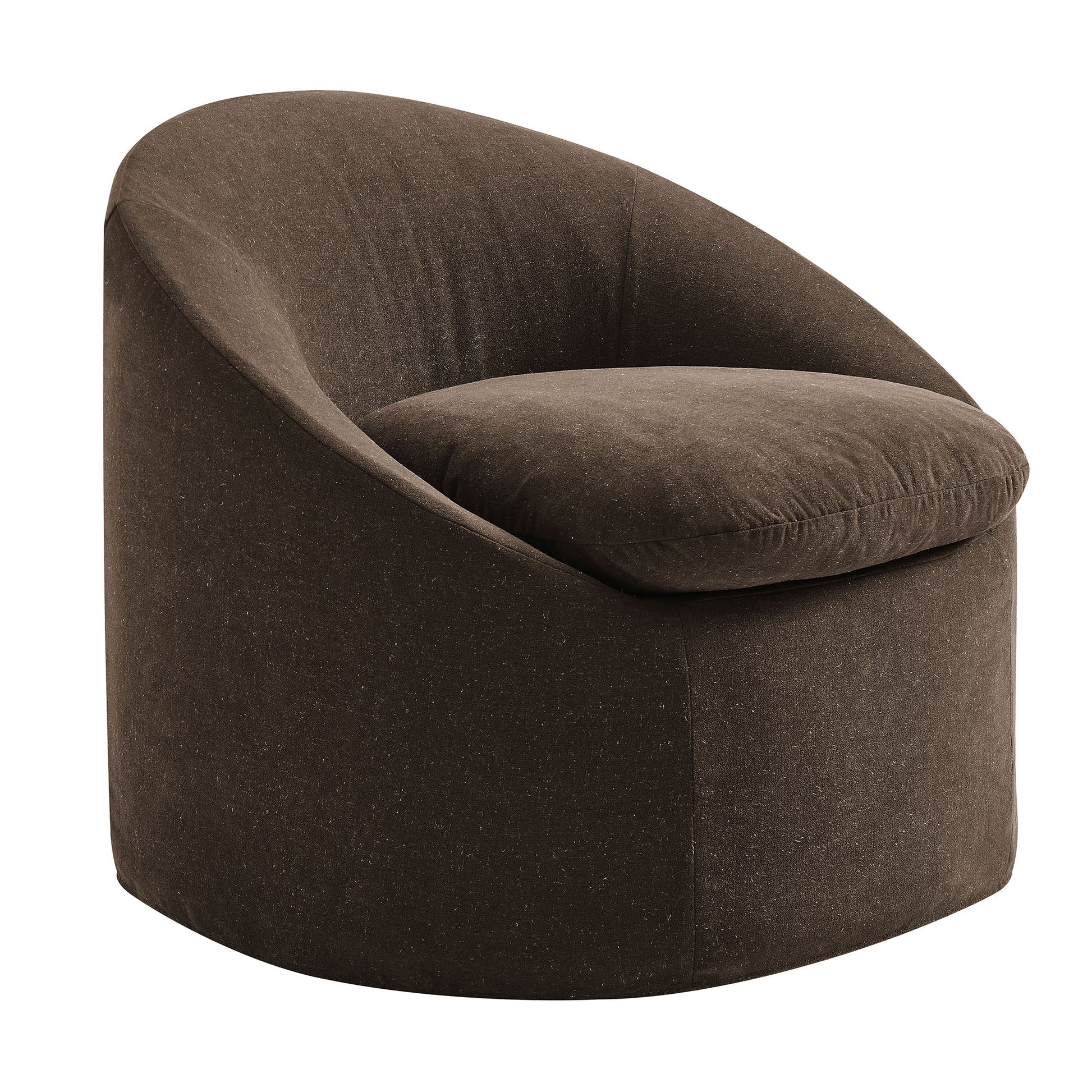 Sadie Slipcovered Linen-Blend Round Accent Chair - Cocoa