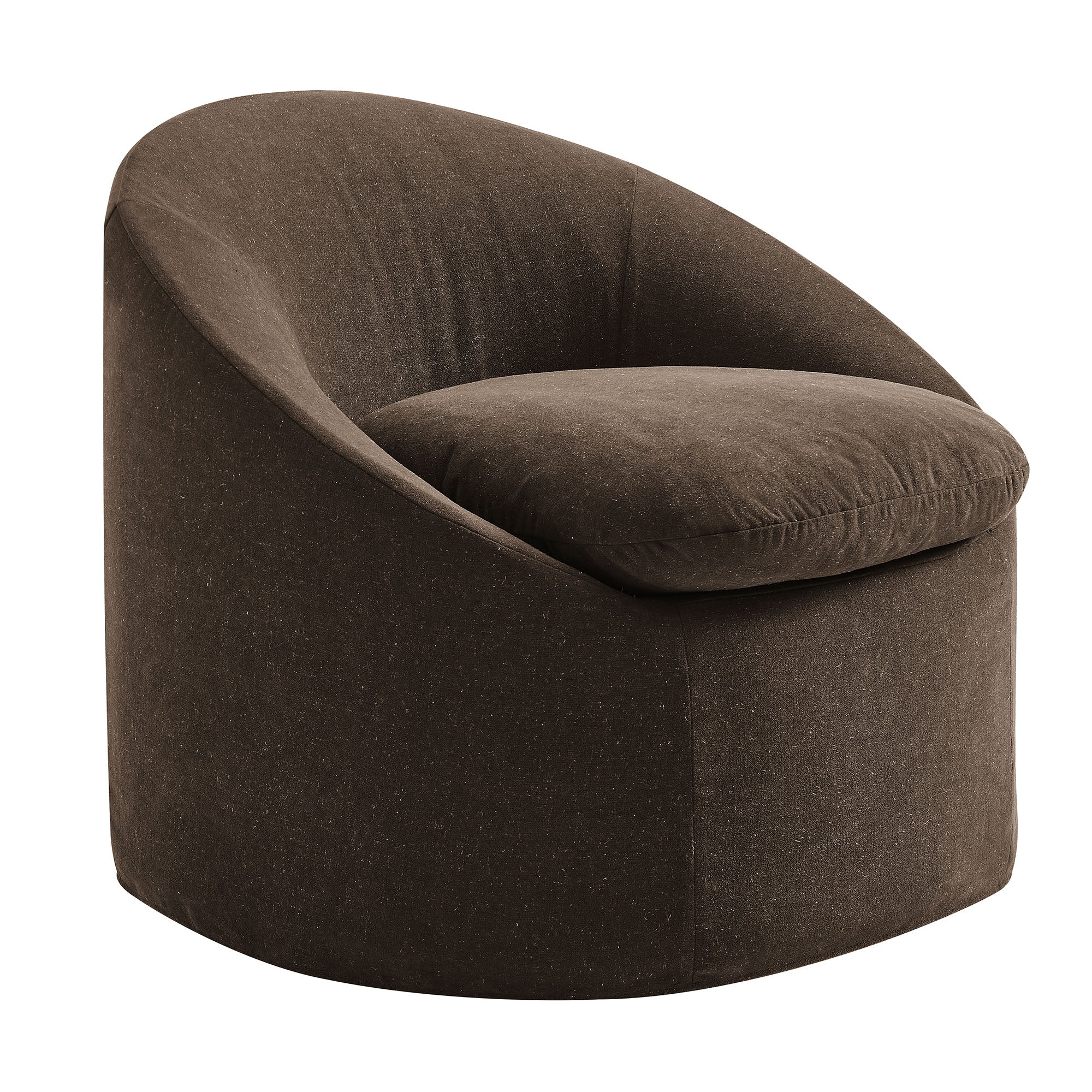 Sadie Slipcovered Linen-Blend Round Accent Chair - Cocoa