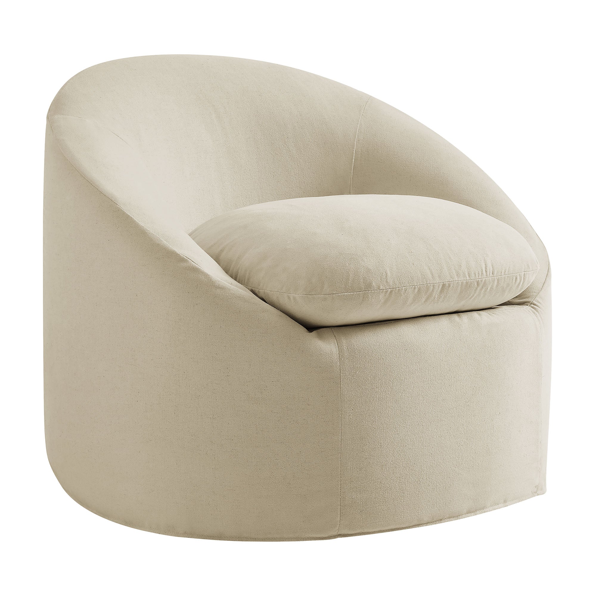 Sadie Slipcovered Linen-Blend Round Accent Chair - Linen