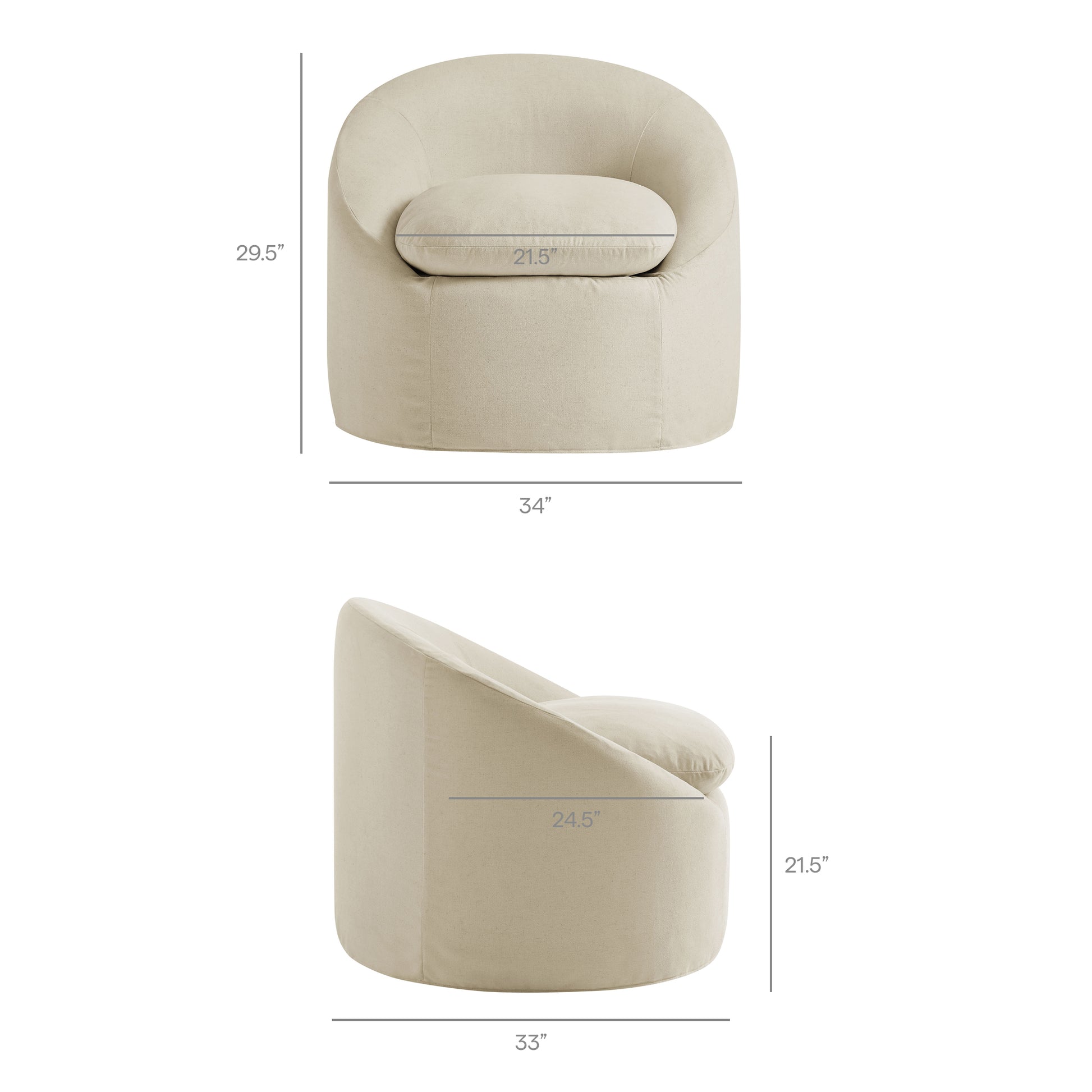 Sadie Slipcovered Linen-Blend Round Accent Chair