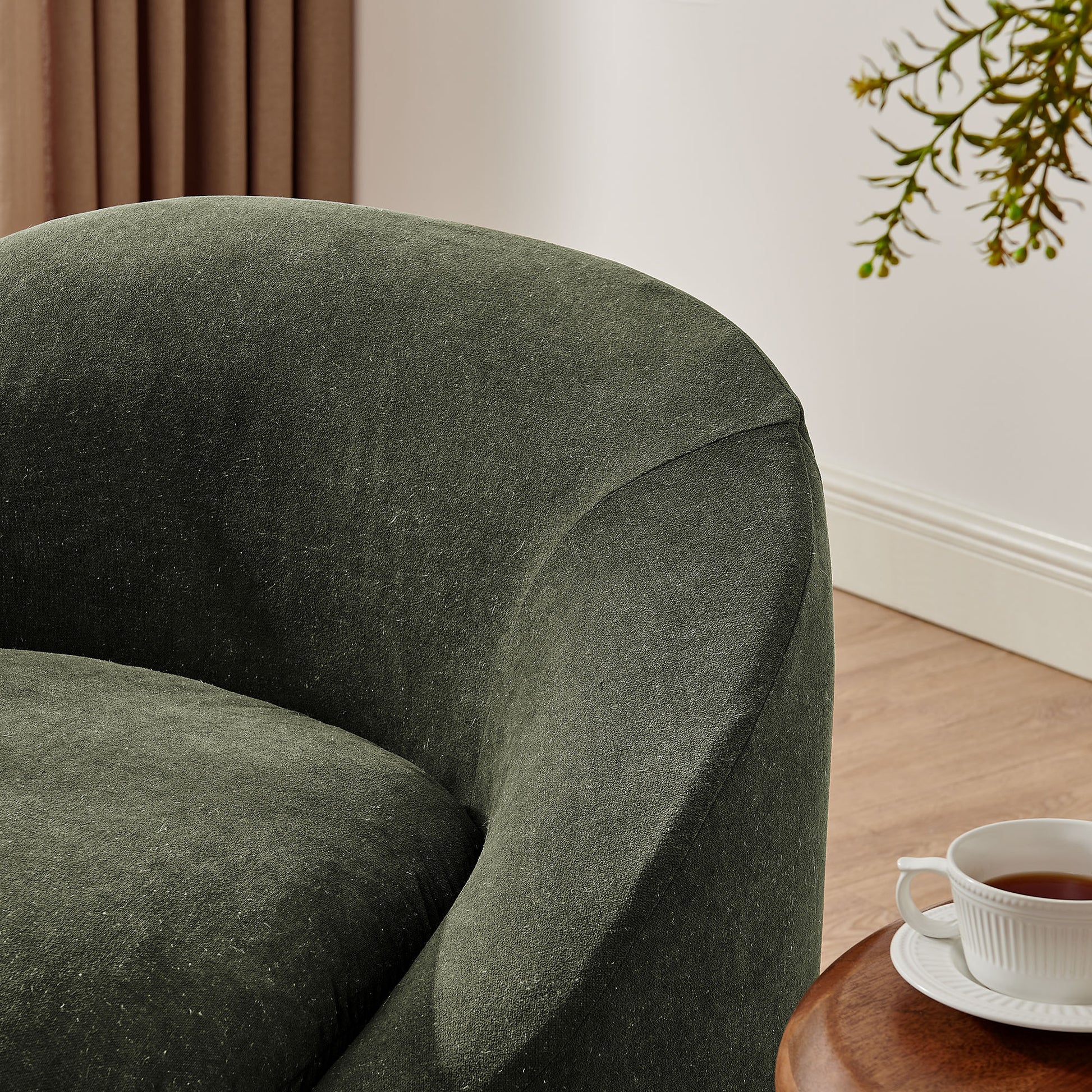 Sadie Slipcovered Linen-Blend Round Accent Chair
