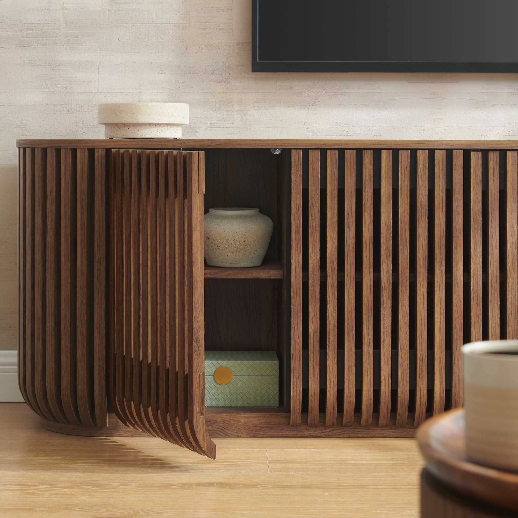 Fortitude 75" Curved Sideboard Storage Cabinet