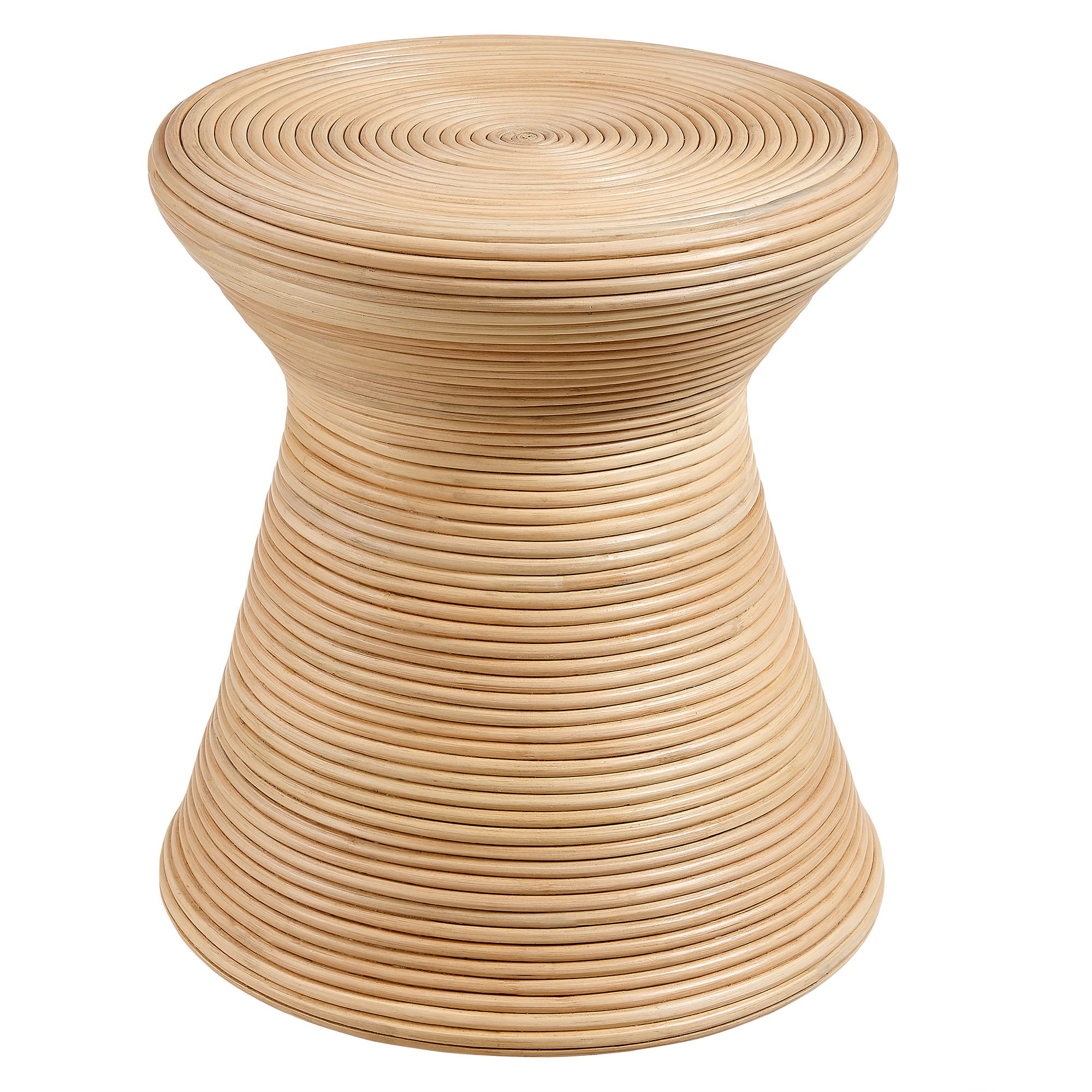 Tavi Hourglass Natural Rattan Round Side Table - Natural