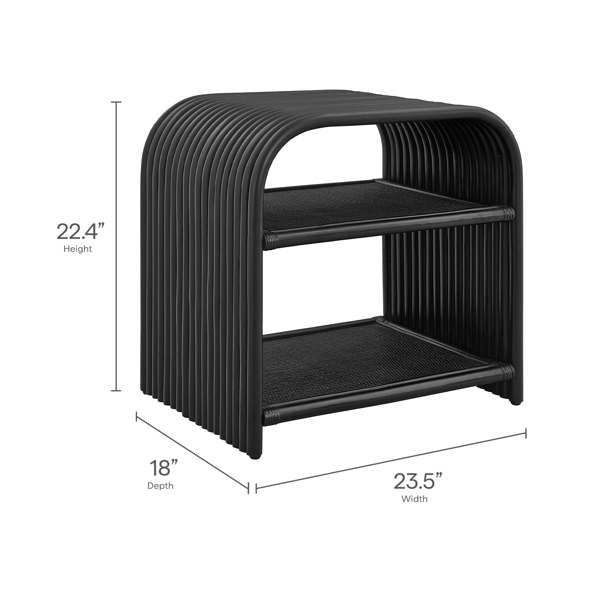 Eve Curved Natural Rattan Side Table - Natural