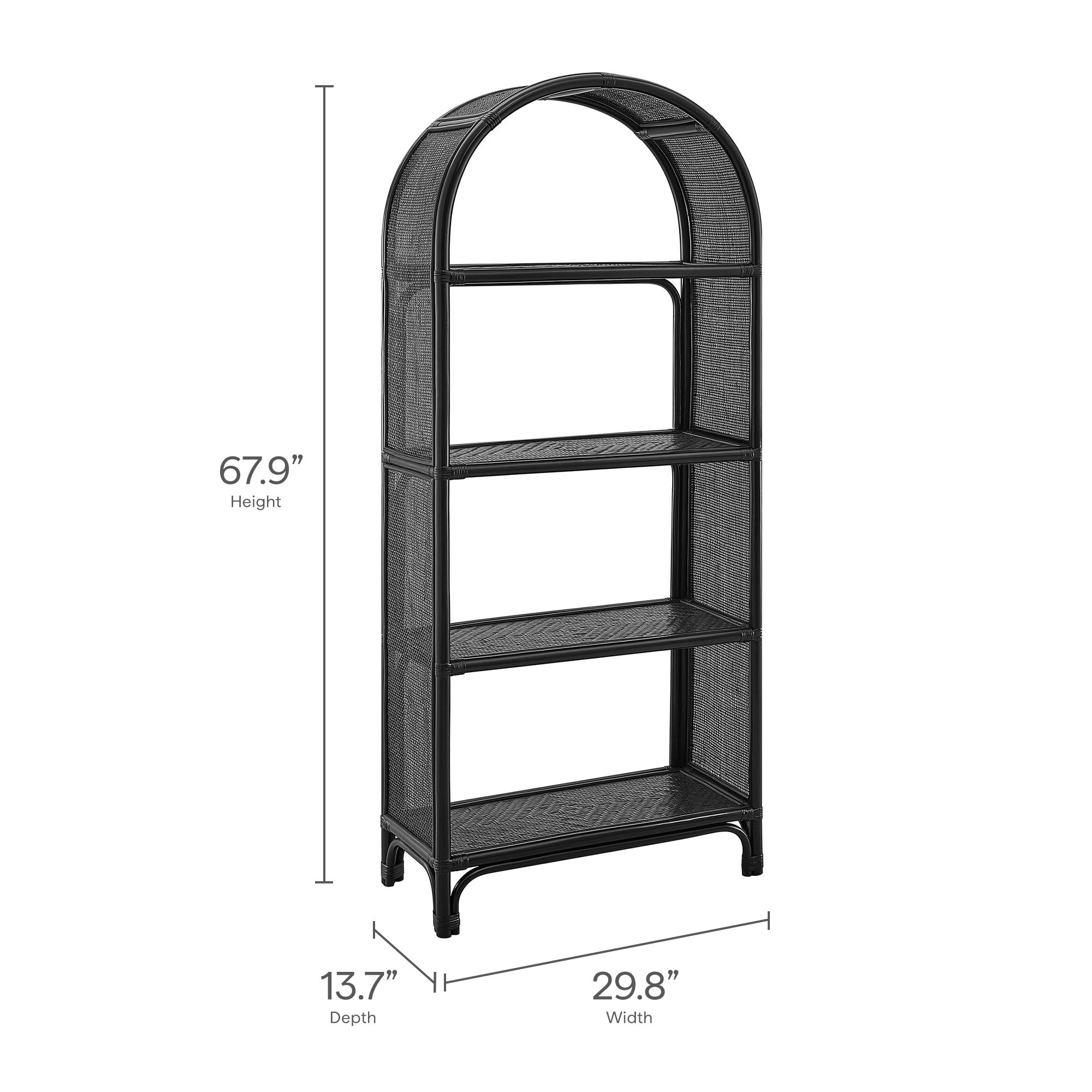 Celeste 67 Inch Tall Arched Natural Rattan Bookshelf - Natural