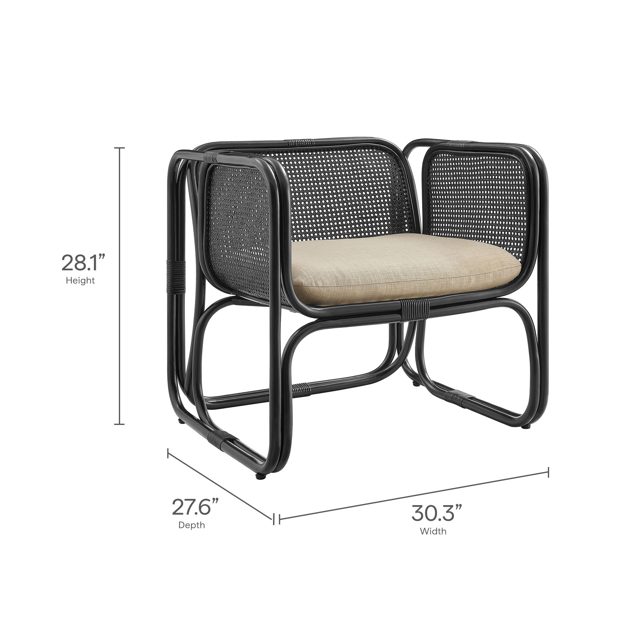 Ellis Natural Rattan Accent Armchair - Natural