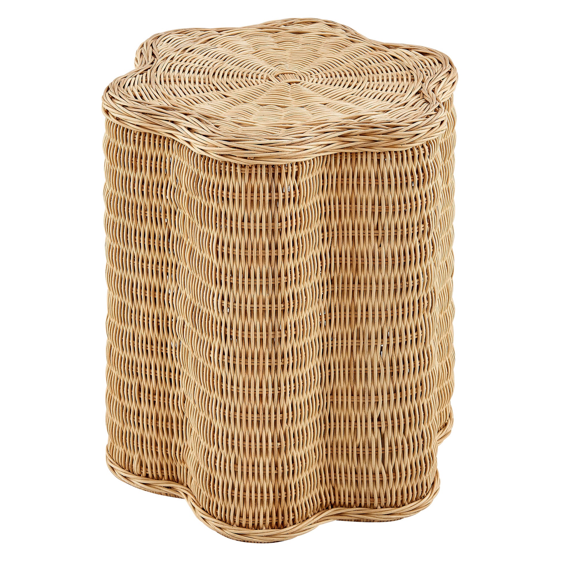 Erika Scalloped Natural Rattan Side Table - Natural