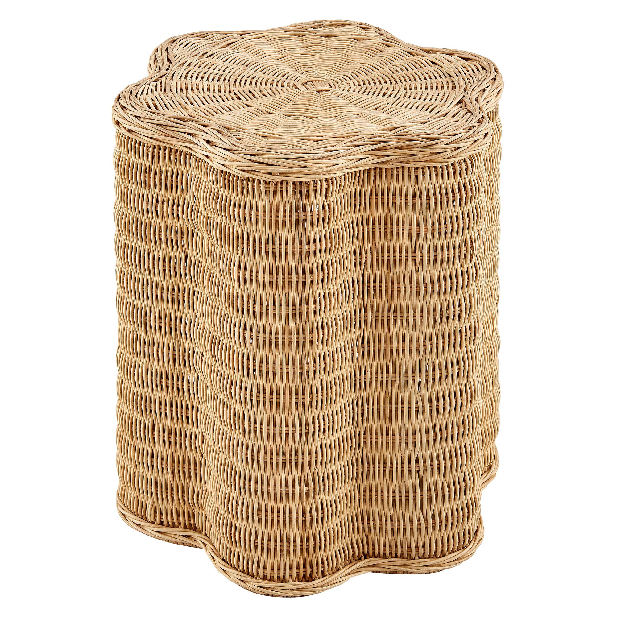 Erika Scalloped Natural Rattan Side Table - Natural