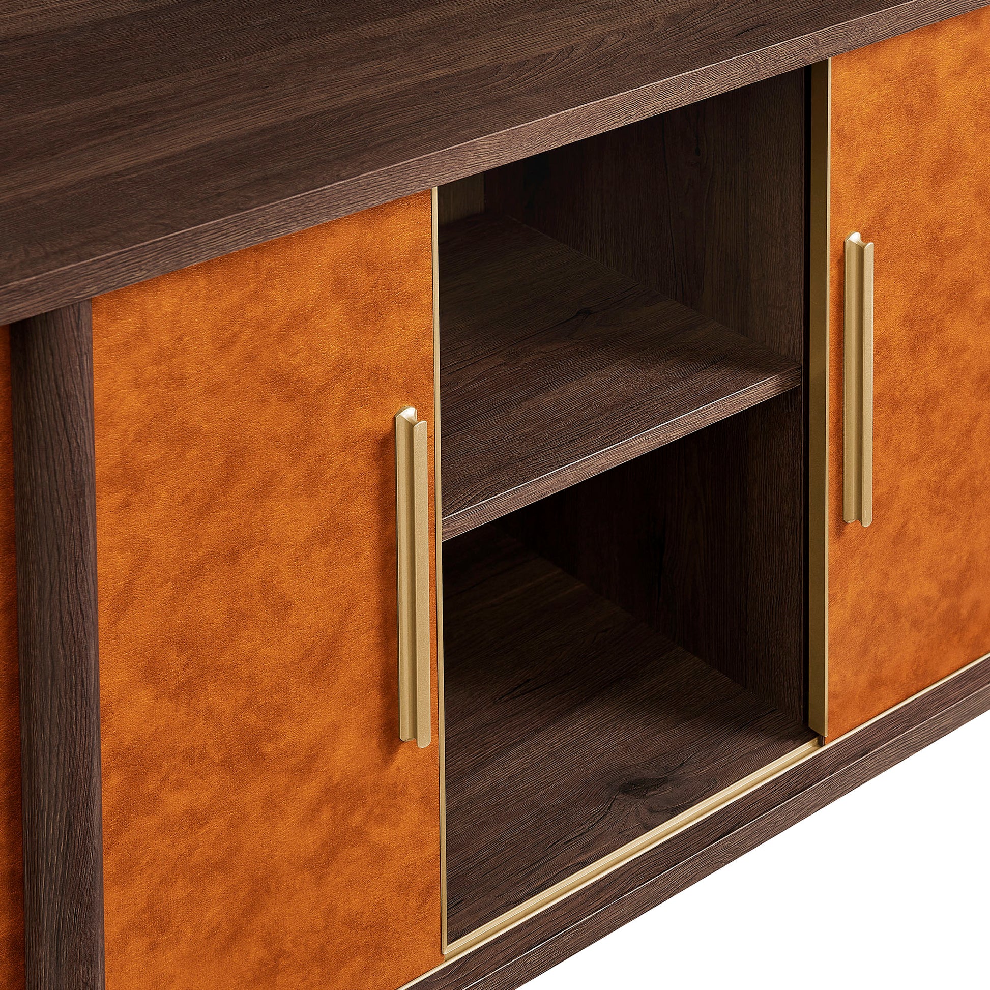 Coralie Curved Vegan Leather Oval Sideboard