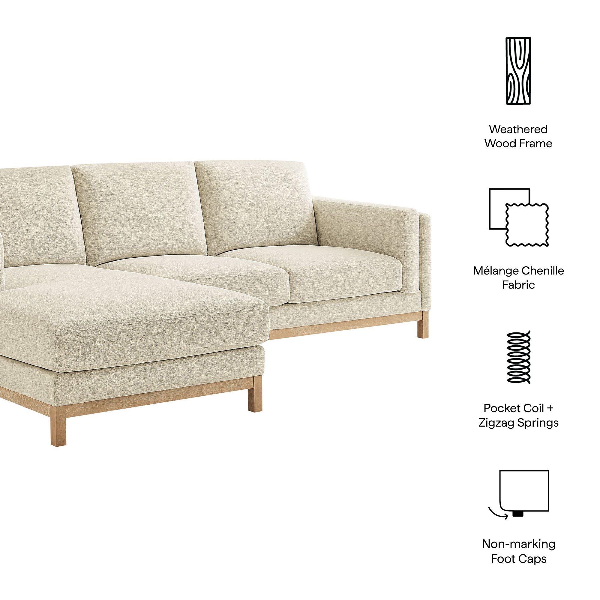 Roscoe Left-Facing Fabric Sectional Sofa with Chaise - Mist