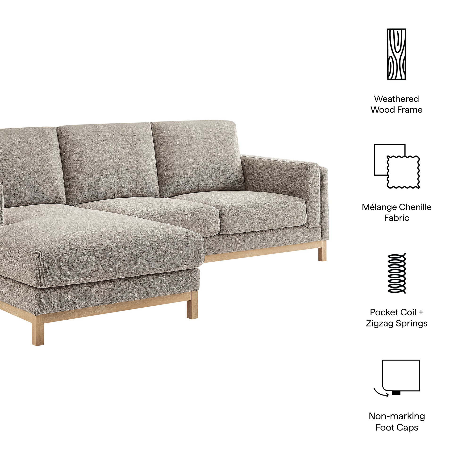 Roscoe Left-Facing Fabric Sectional Sofa with Chaise