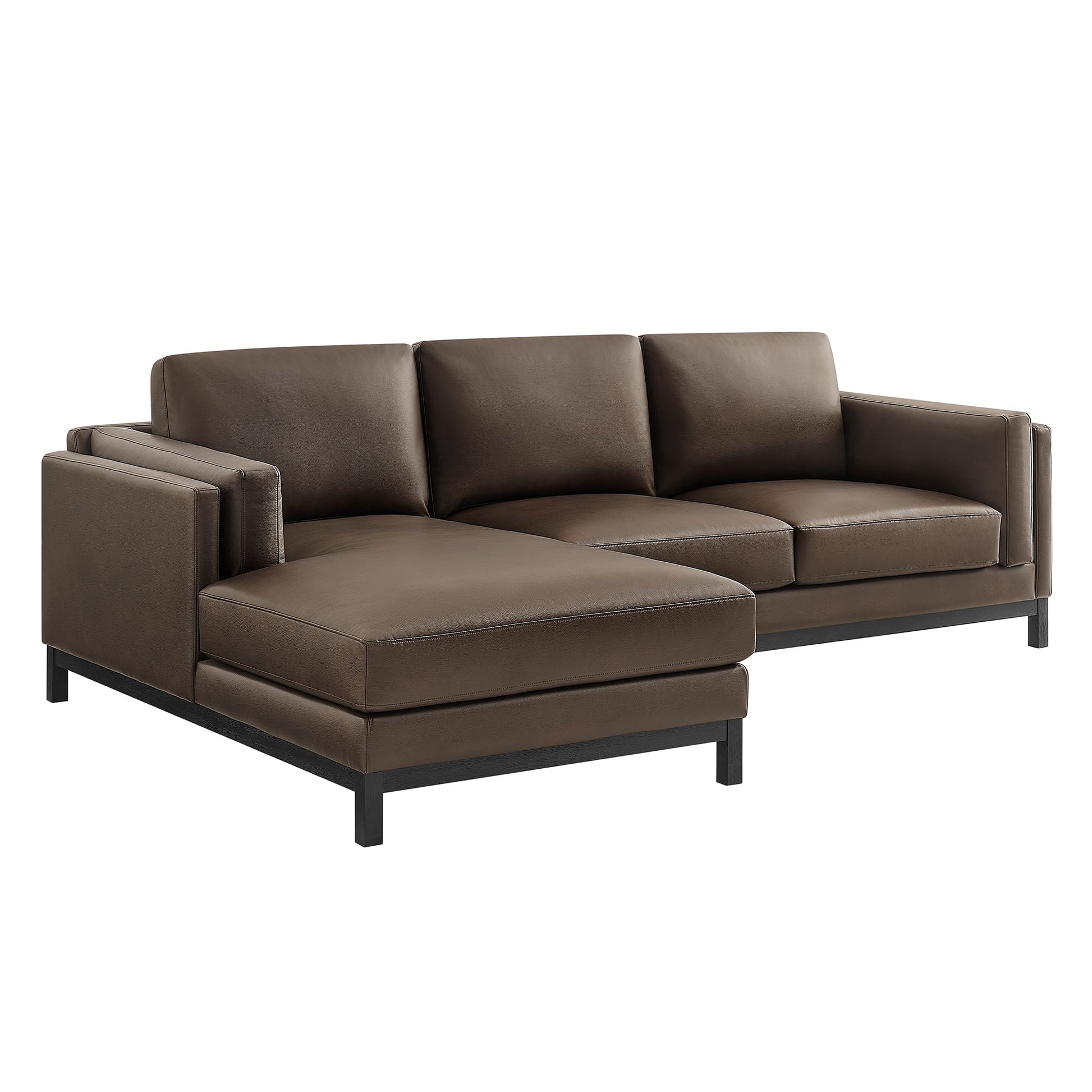 Roscoe Left-Facing Vegan Leather Sectional Sofa with Chaise - Espresso