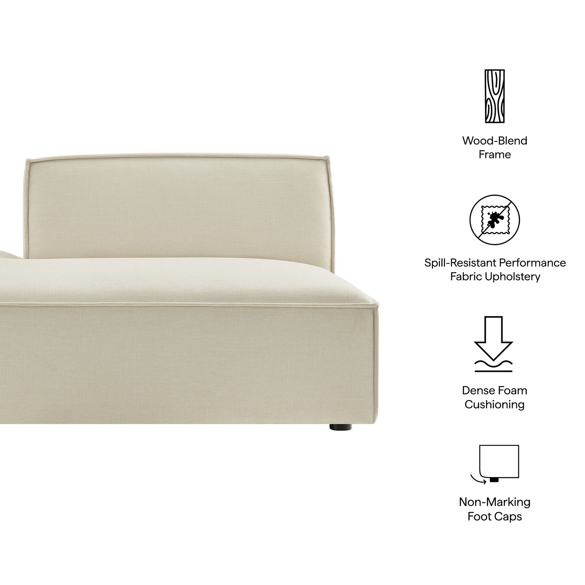 Restore Performance Fabric Upholstered Left-Facing Armless Modular Chaise - Foliage