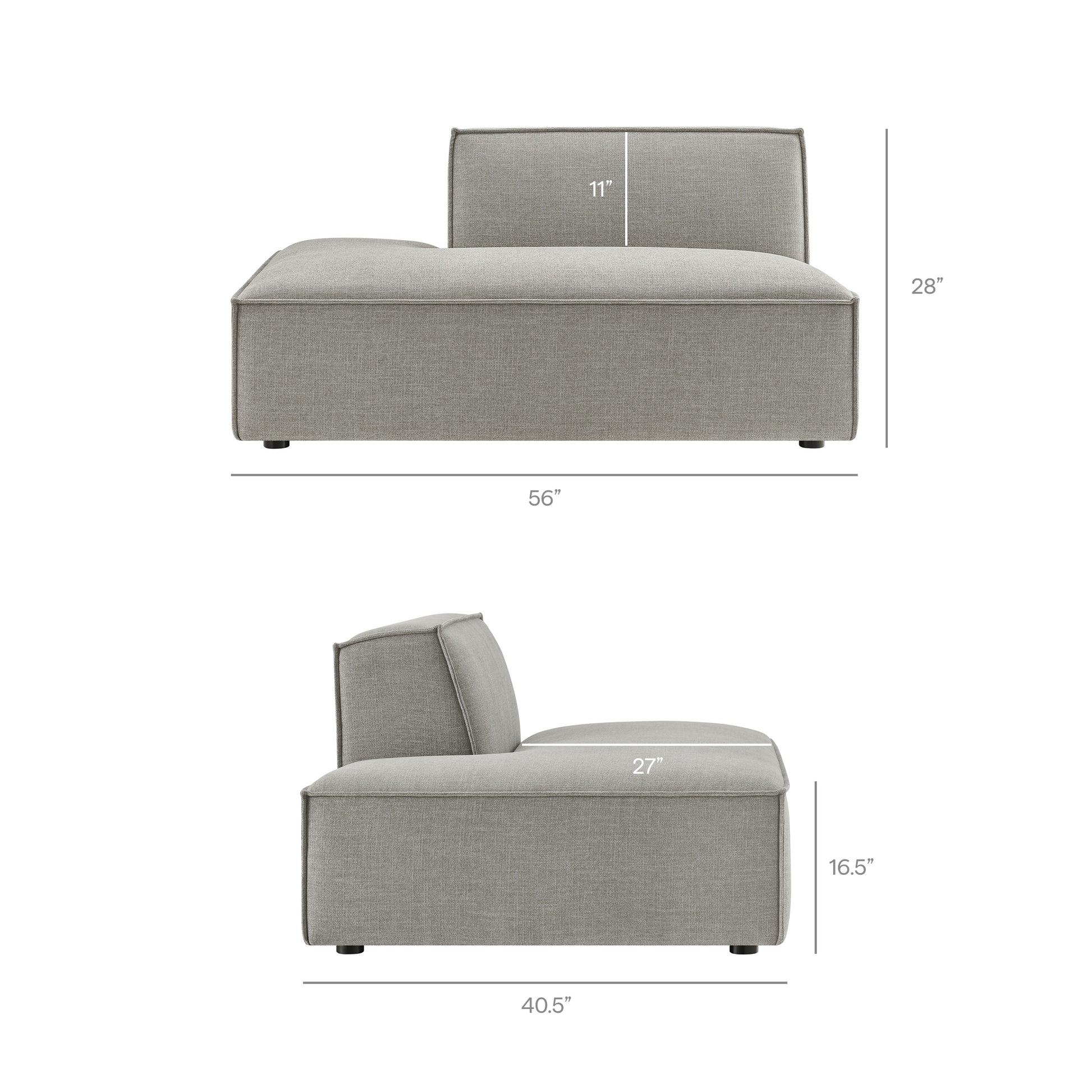 Restore Performance Fabric Upholstered Left-Facing Armless Modular Chaise