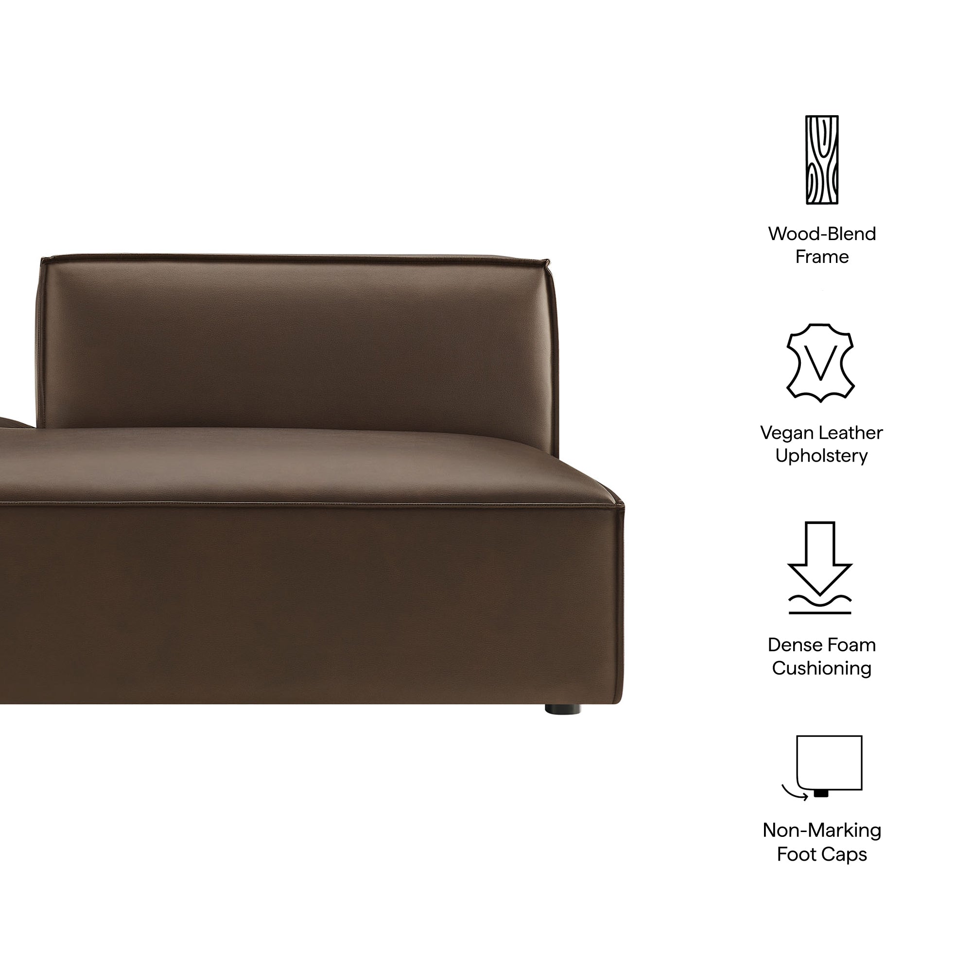 Restore Vegan Leather Left-Facing Armless Modular Chaise - Toast