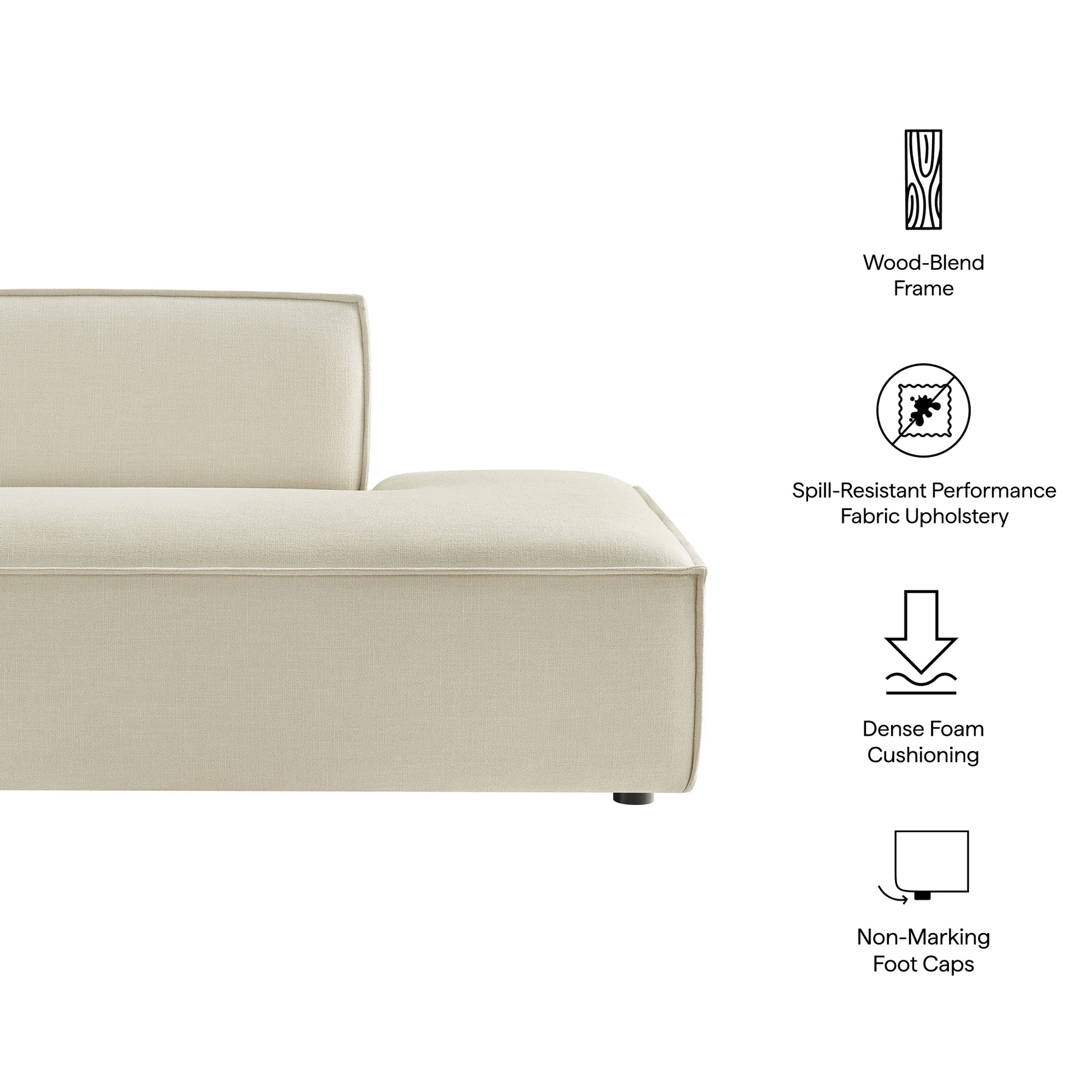 Restore Performance Fabric Upholstered Right-Facing Armless Modular Chaise - Foliage