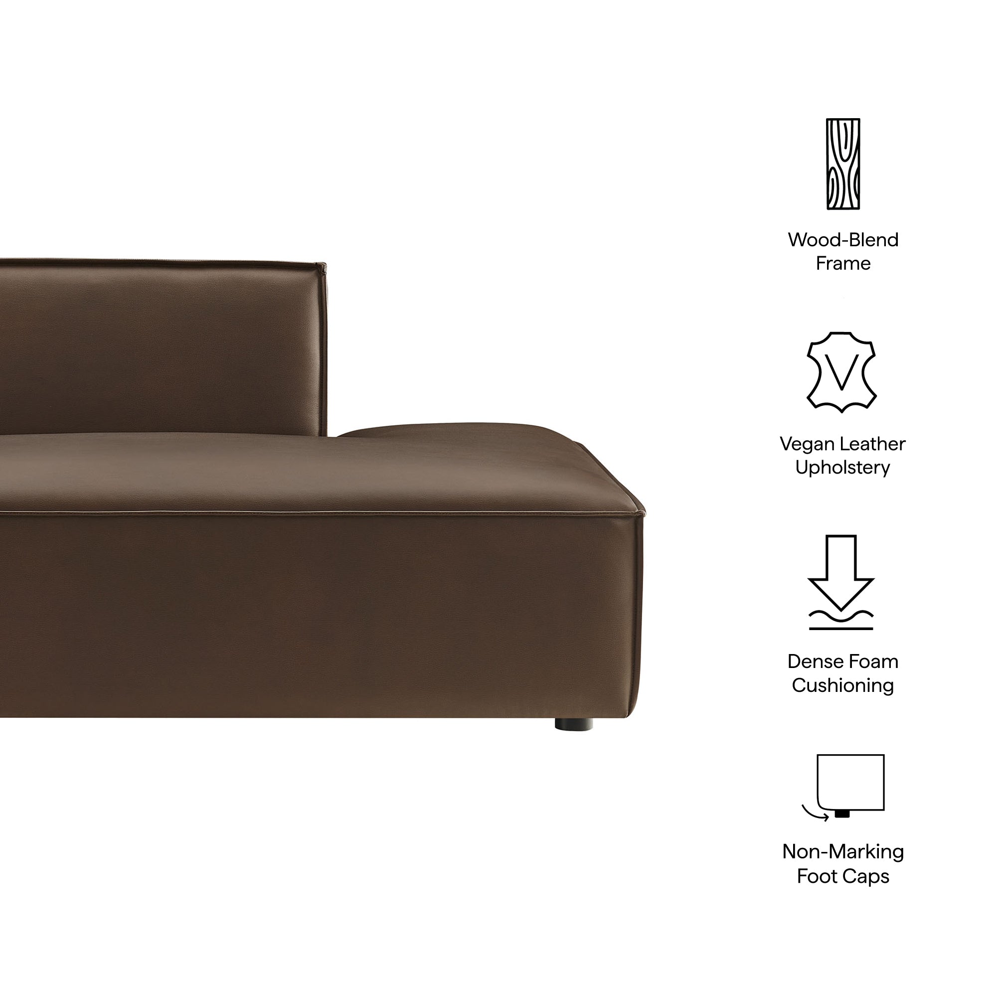 Restore Vegan Leather Right-Facing Armless Modular Chaise - Toast
