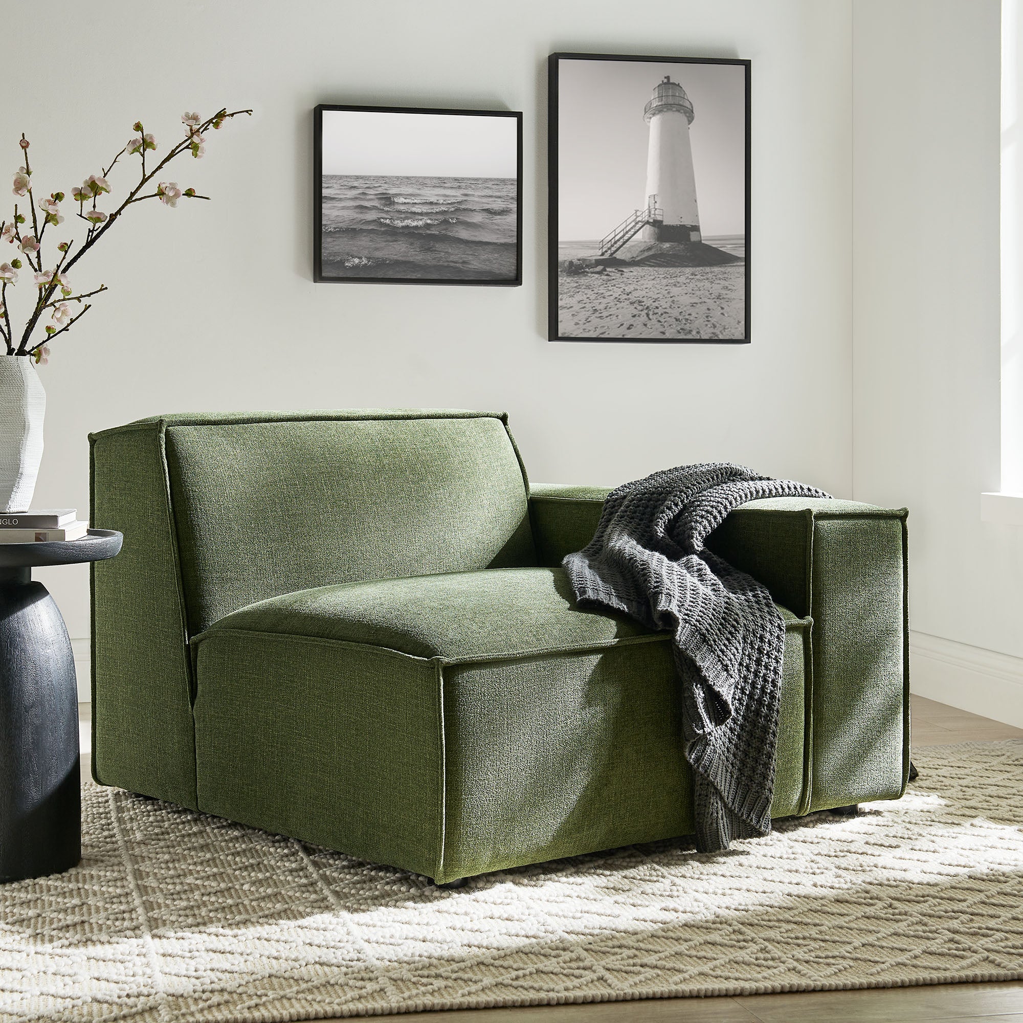 Restore Performance Fabric Upholstered Right-Facing Modular Lounge Chair