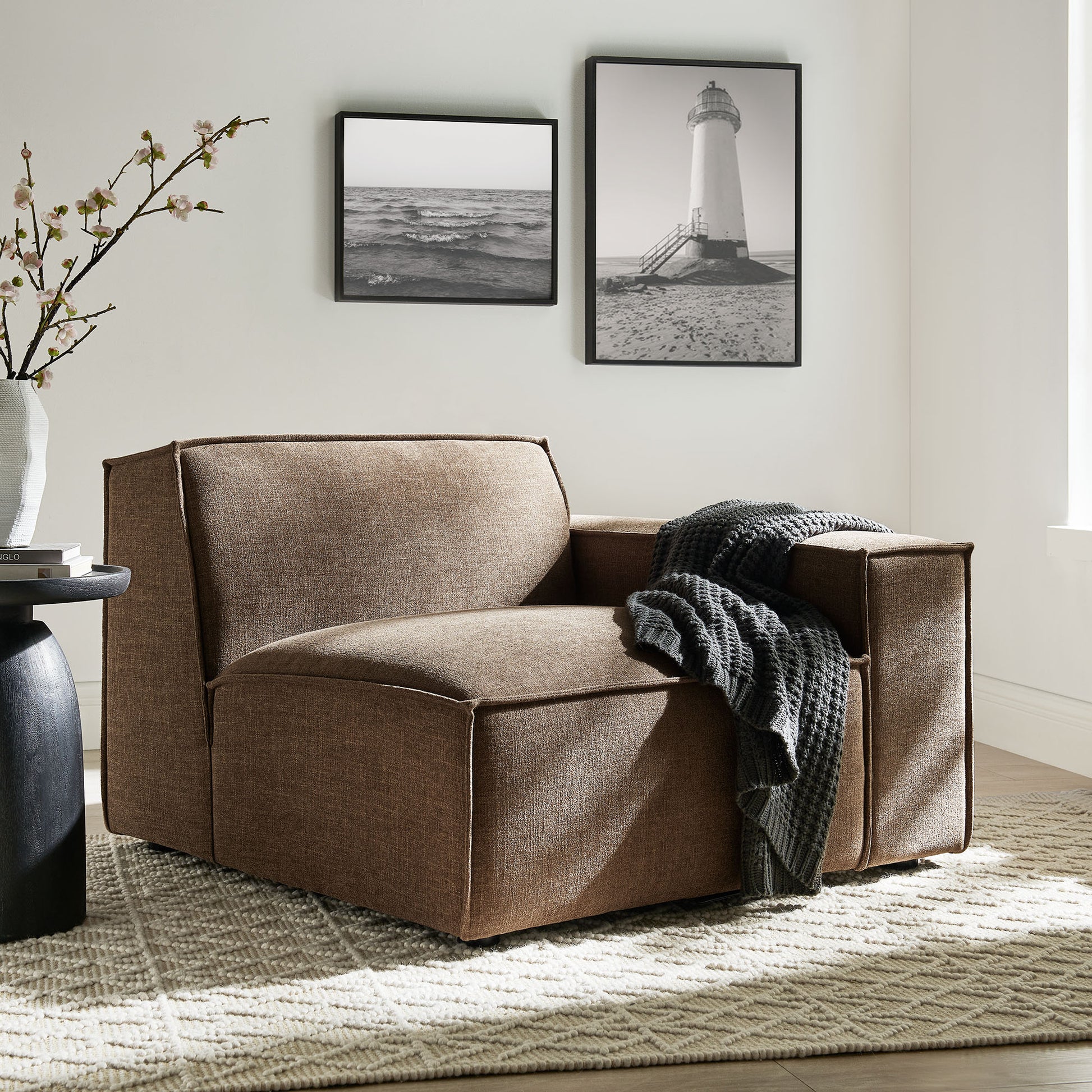 Restore Performance Fabric Upholstered Right-Facing Modular Lounge Chair