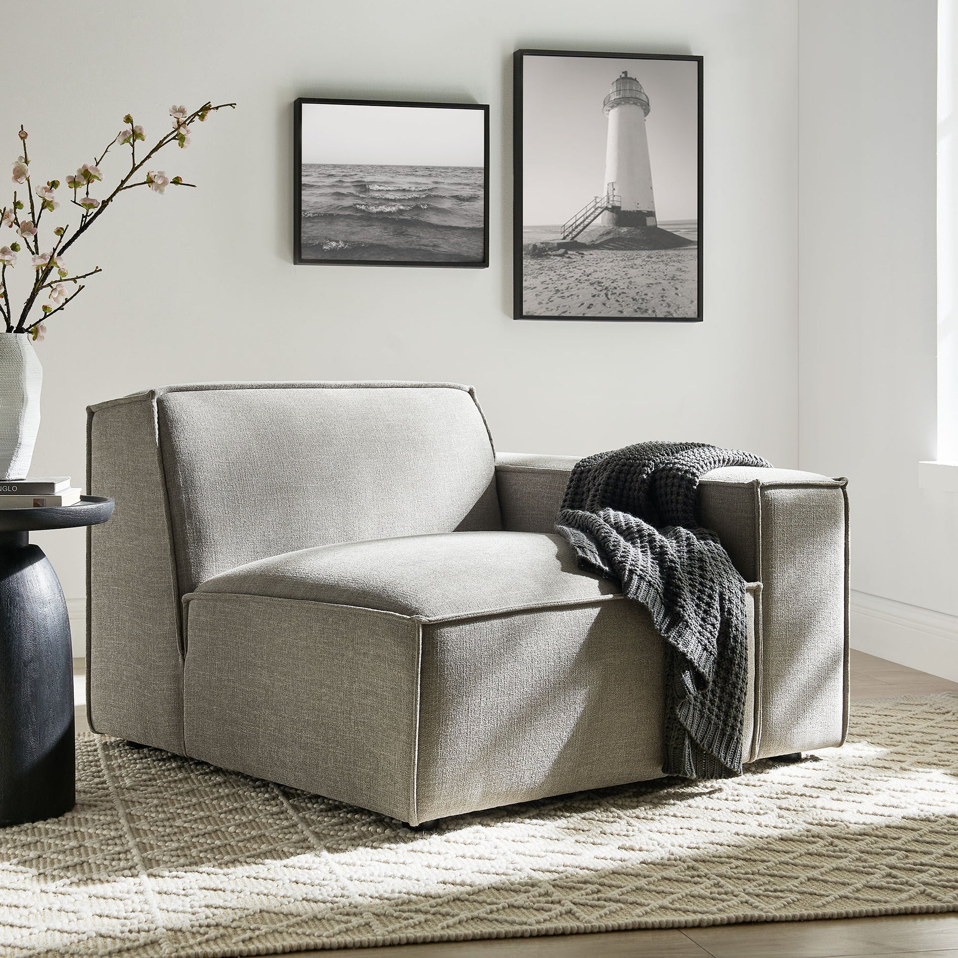 Restore Performance Fabric Upholstered Right-Facing Modular Lounge Chair